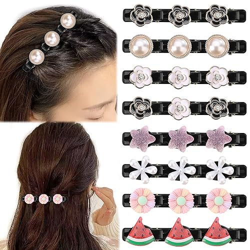 Pinzas de cabello trenzadas para mujer 8 pinzas de cabello trenzadas de cristal estilo elevador pinzas de pelo Rsvelte con 3 clips en la parte
