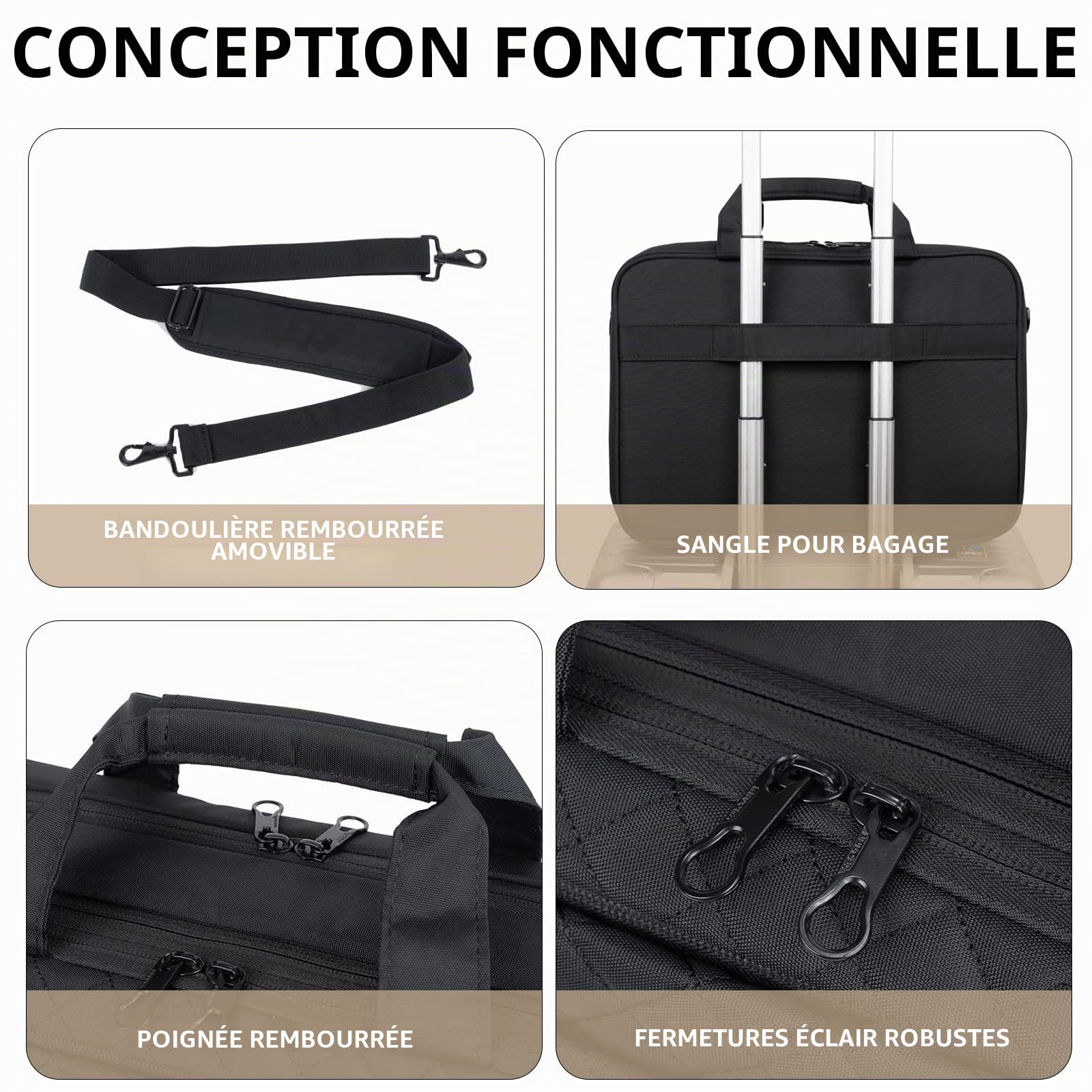 KROSER Sacoche pour ordinateur portable 17 Pouces, Sacoche PC compatible TSA extensible pour femme et homme, Sac d'ordinateur étanche avec poche RFID pour affaires/voyage/université