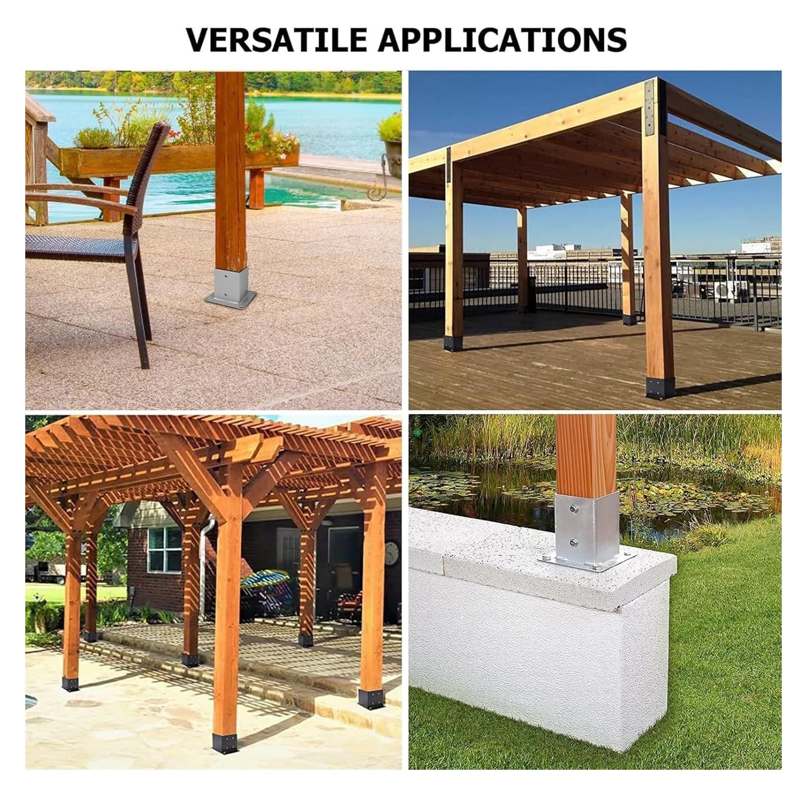 Podstawa słupka kwadratowego ze stali nierdzewnej | Wiele rozmiarów, 1/2/4 szt.: do skrzynki pocztowej na ogrodzeniu tarasowym Pergola(130x130 Mm(5x5 In),1 Pcs)