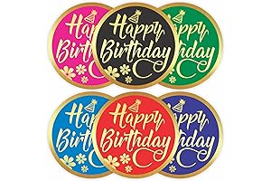 Happy Birthday Stickers Seals Labels with Gold Foil Stamping (Pack of 120)