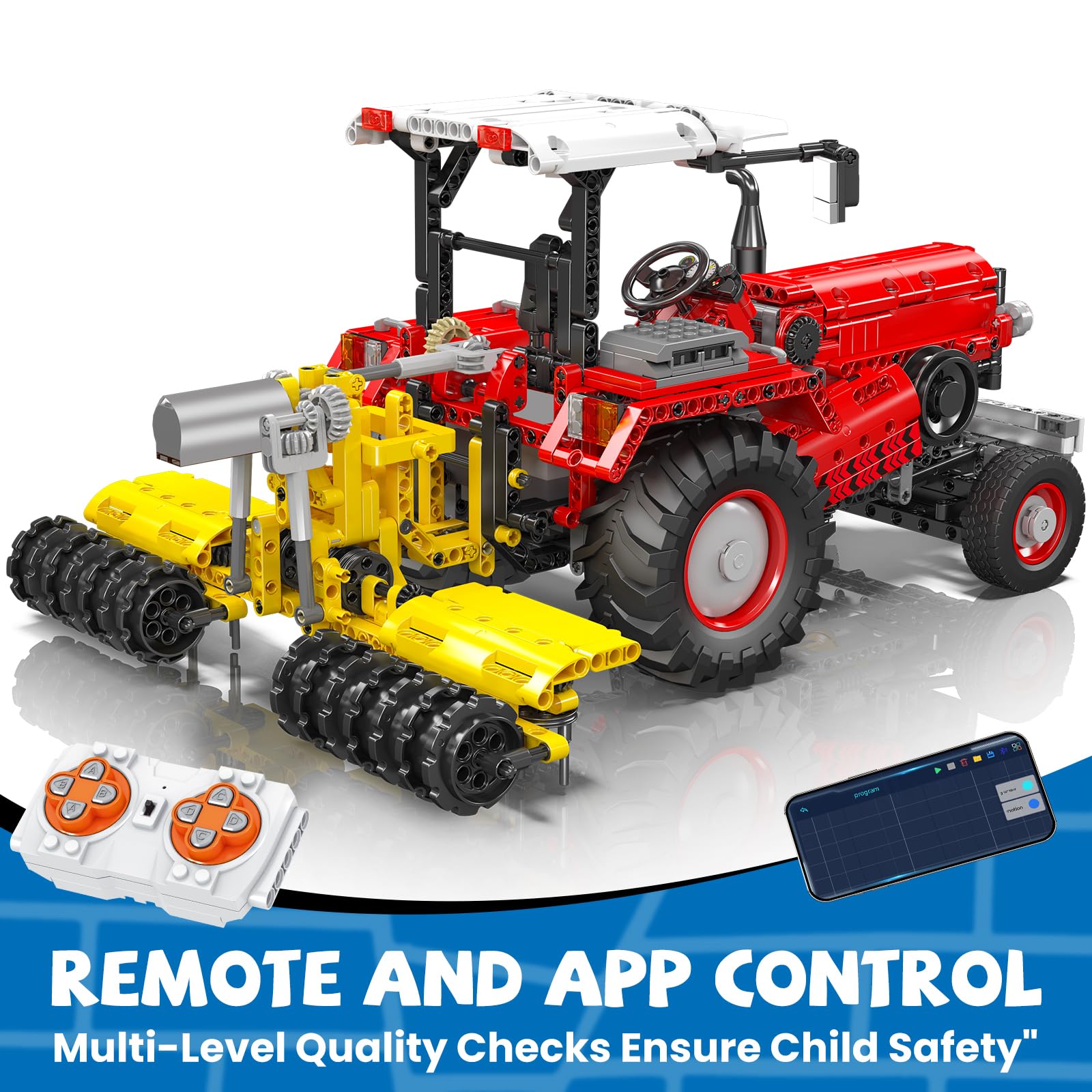 Mould King 17064 Technik 3 in 1 Ferngesteuerter Traktor Harvester Klemmbausteine Mähdrescher Trecker Bausteine Spielzeug mit Motor Für Jungen und Erwachsene(1857 Teile)