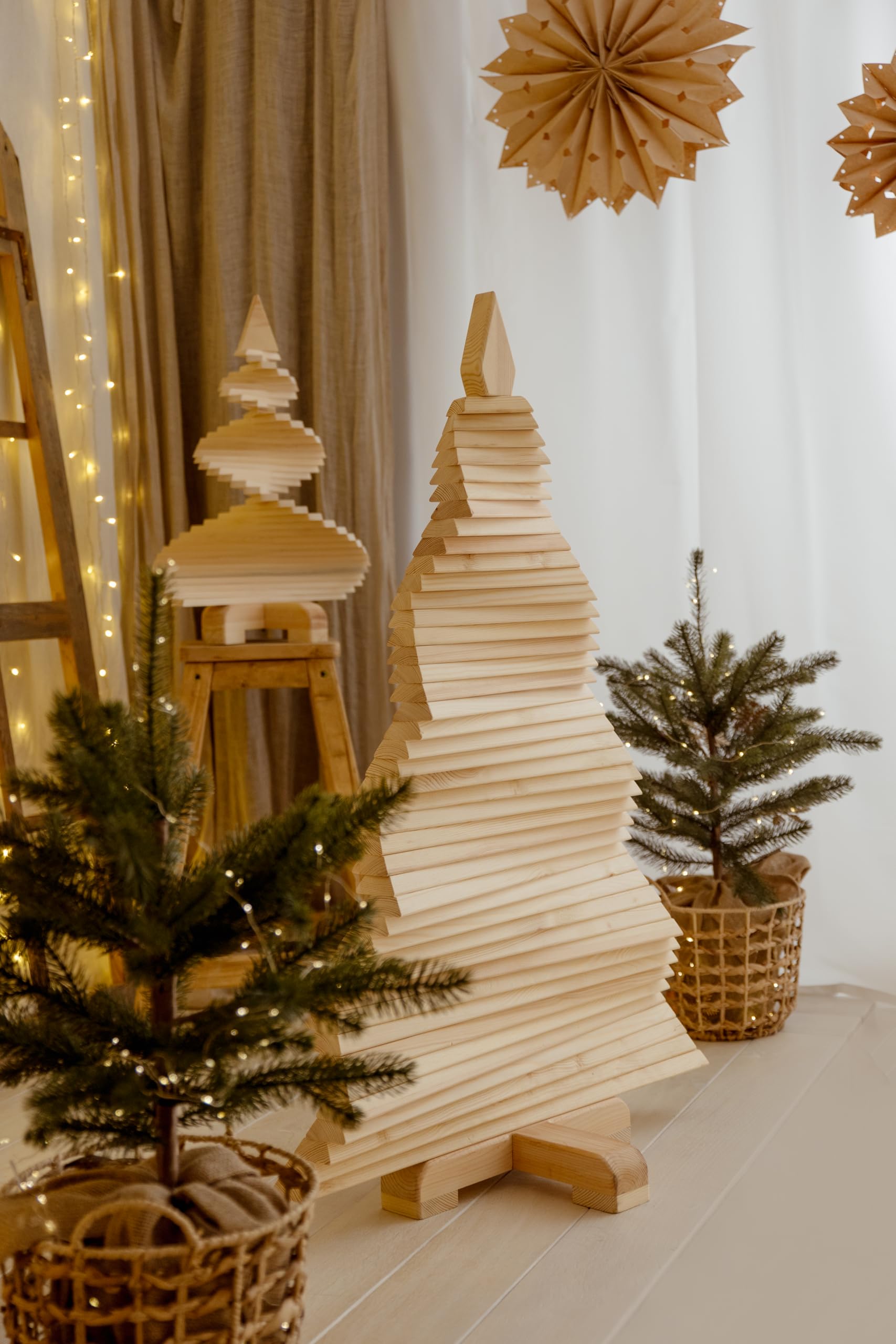 Weihnachtsbaum aus Holz, Minimaler Baum für Weihnachten, Öko-Weihnachtsbaum für kleine Räume, Weihnachtsdekoration für zu Hause 114 cm