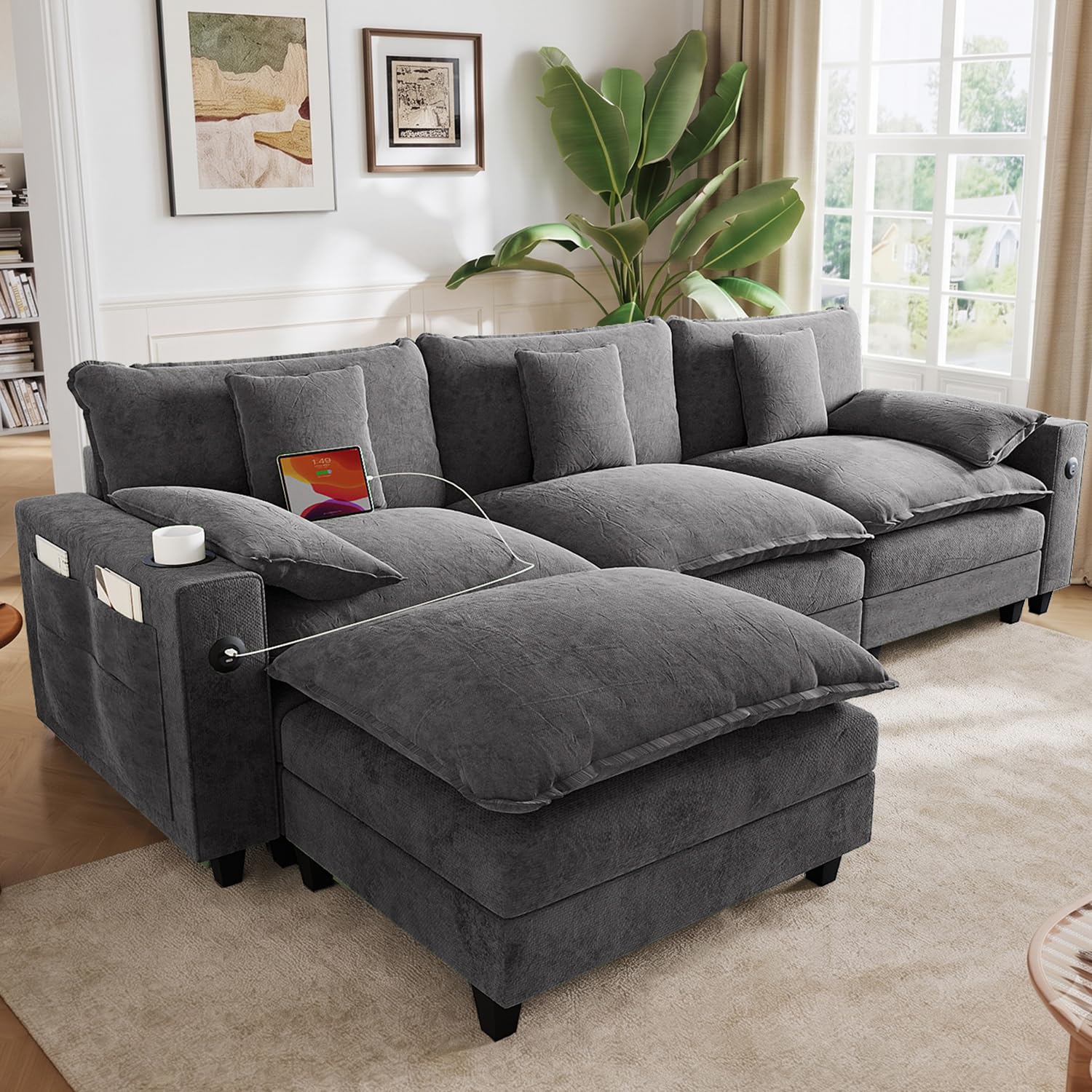 KCGKCG Modular Sectional Couch, L Shaped Couches for Living Room,Grey
