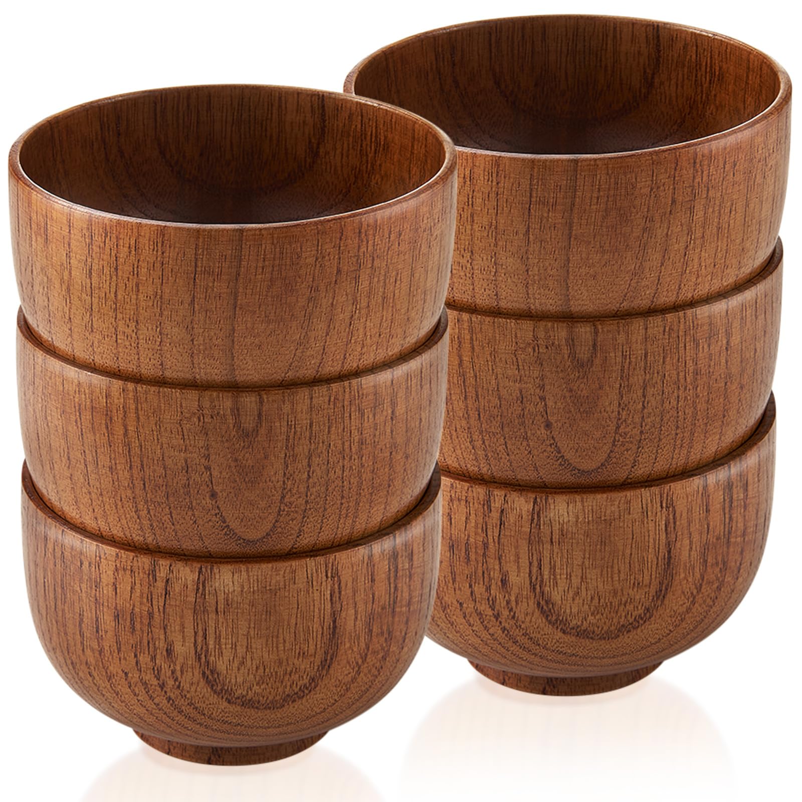 Photo 1 of Tioncy 6 Pcs Acacia Wood Small Bowls 4.13 x 2.64 Inch Wooden Bowls Japanese Cups for Food Dipping Sauce Soup Salad Rice Serving Decorations Charcuterie Boards