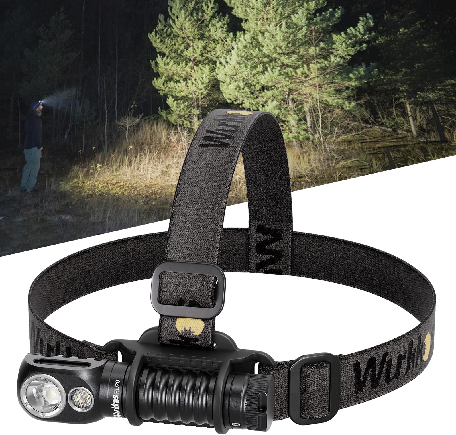 HD20 Headlamp Rechargeable, 2000 Lumen Super Bright Led Headlamp, 90 High CRI, Magnetic, Deep Clip Design, IP68 Waterproof Headlamp for Camping Hiking Running(Black)
