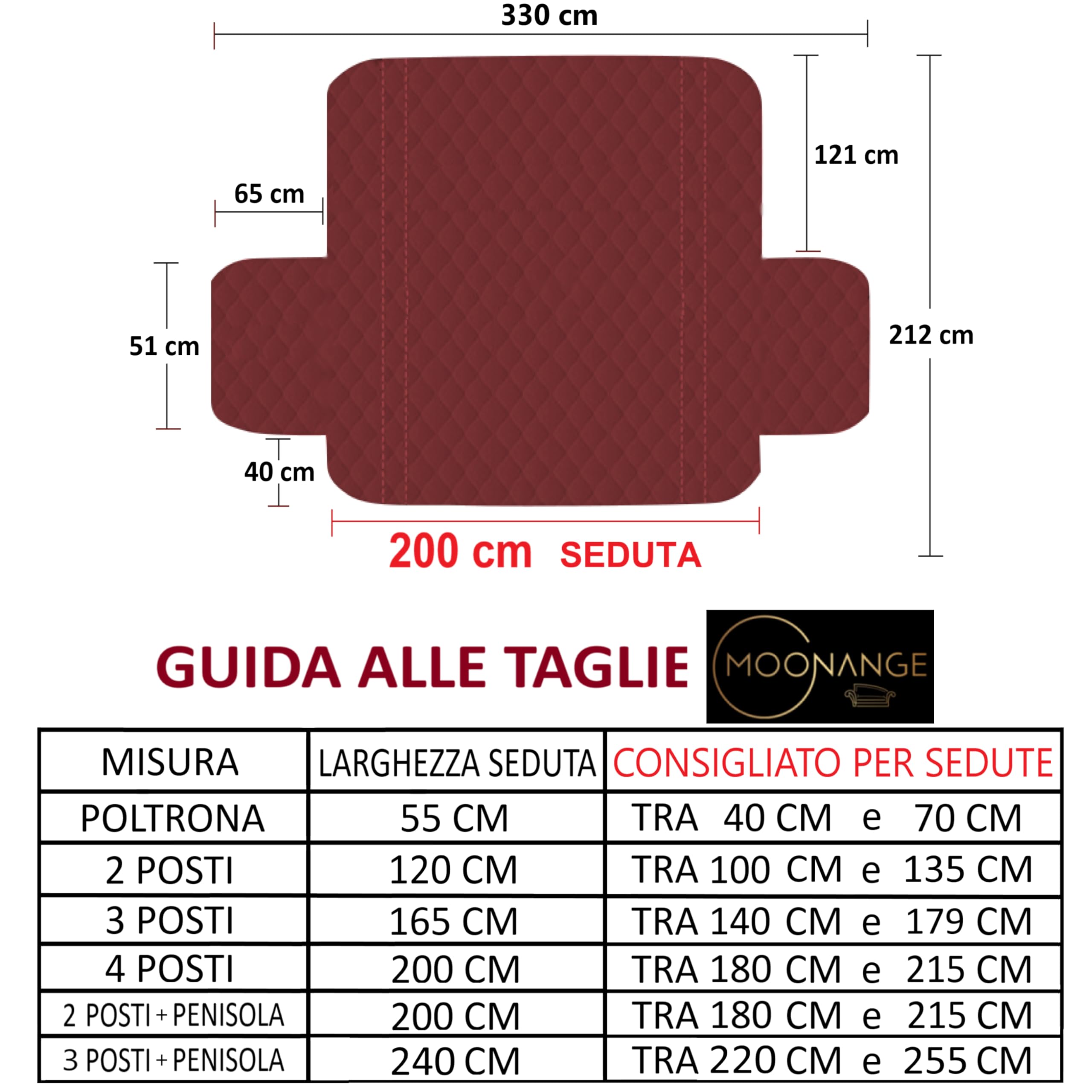 Moonange - Copridivano 4 Posti - Copridivano con Braccioli - Seduta 200 cm - Impermeabile - Reversibile - Antiscivolo - Antimacchia - Antigraffio - Antipelo - Copridivano moderno - Grigio