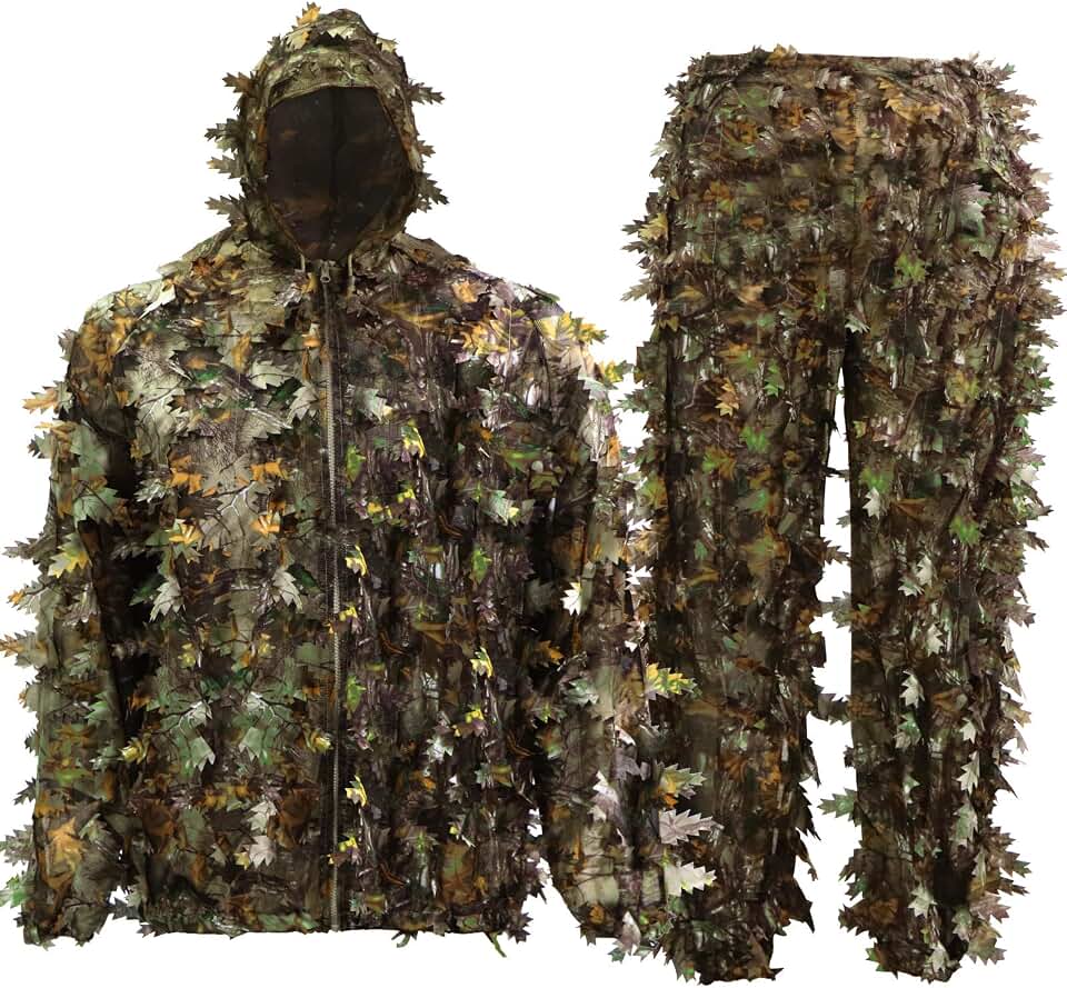 MOPHOTO Ghillie Suit 3D Leafy Camo Trajes de caza ML