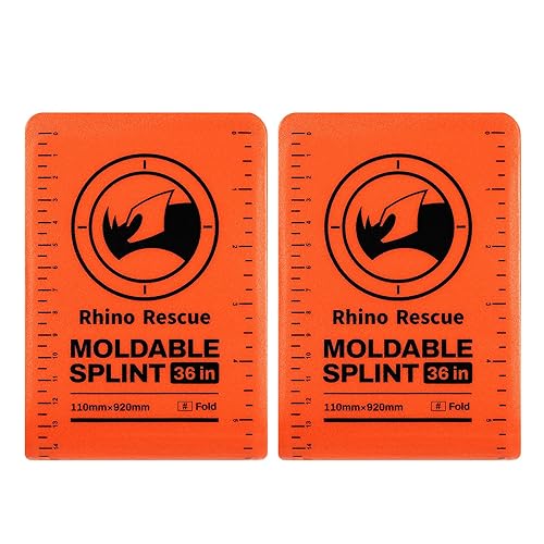 RHINO RESCUE Férula de primeros auxilios de 36 x 4.3 pulgadas, gris naranja, mantiene los huesos en posición (2, plegada)