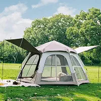 Barraca instantânea de acampamento, barraca pop-up para 3 a 6 pessoas, barraca de cúpula resistente à água, camada dupla, barraca de acampamento profissional para caminhadas ao ar livre