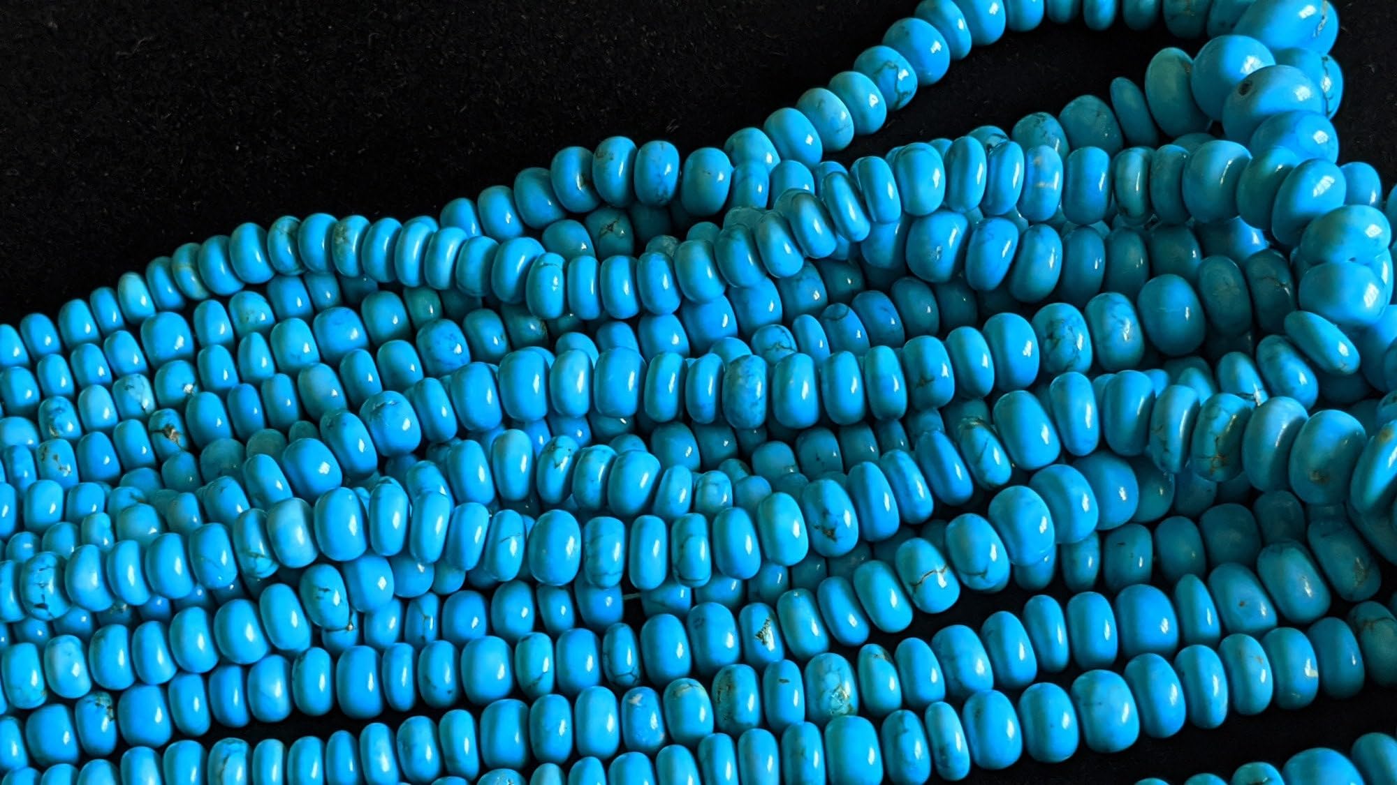 Damskie 6-8 mm Howlite Turkusowe zwykłe koraliki Rondelle, zwykłe koraliki Rondelle, chińskie turkusowe koraliki do biżuterii 8 cali, 74 szt