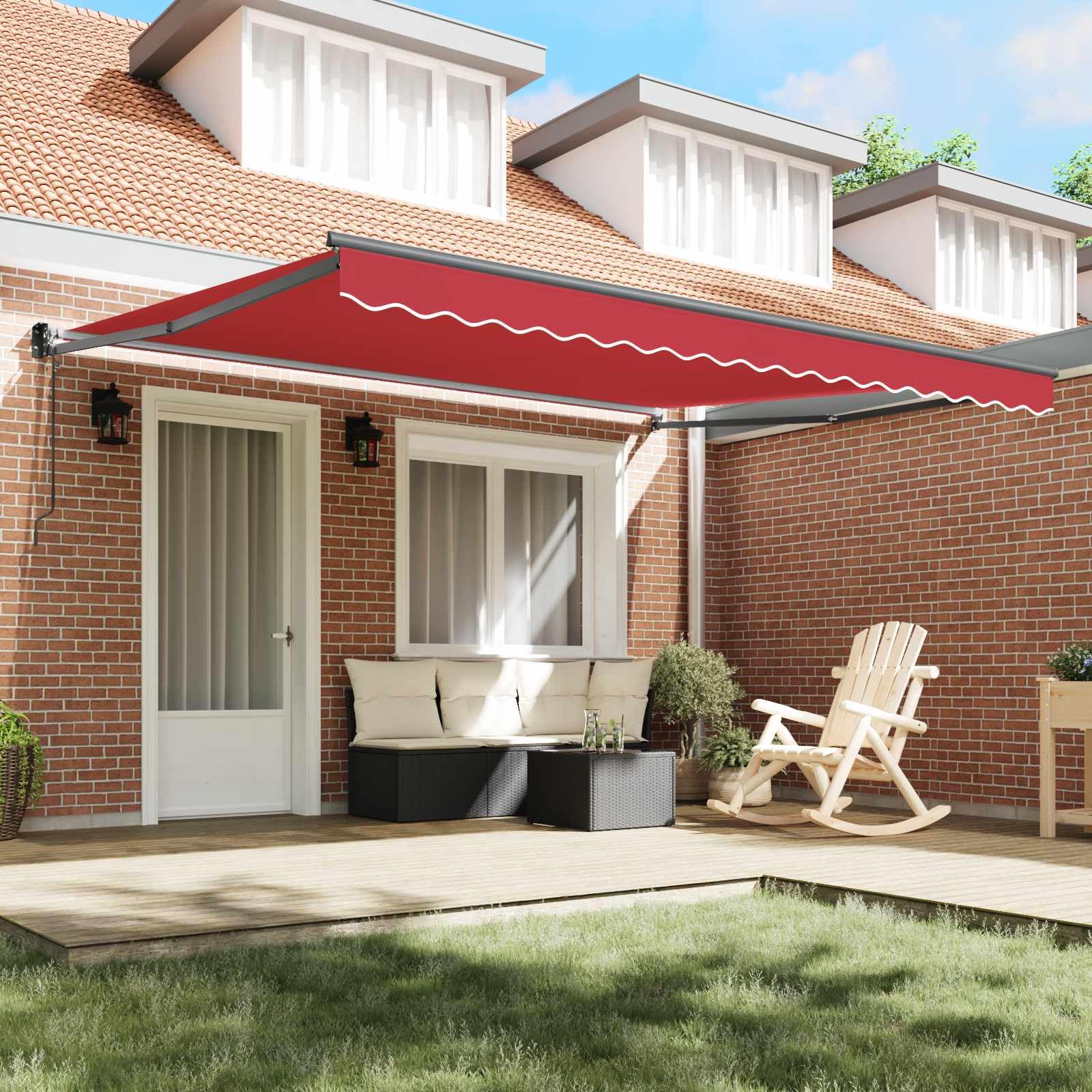 Wetterfeste Markise aus Polyester und Aluminium mit einziehbarem Mechanismus für Schatten und moderner Fernbedienung, 400 x 300 cm, Rot Have