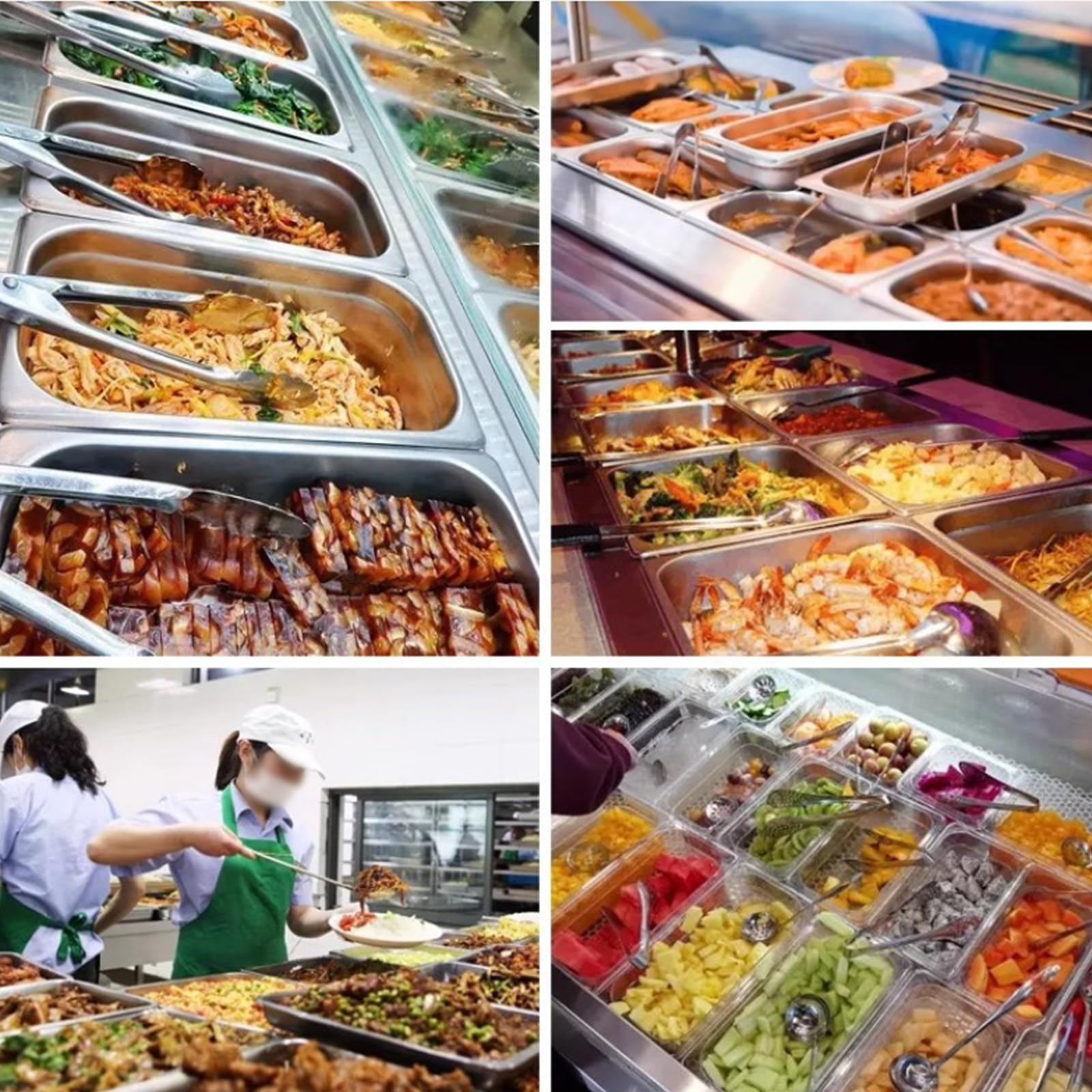 Juego de 4 recipientes de acero inoxidable con tapa, GN 1/9 (17,5 x 11 x 10 cm) – Juego de bandejas para catering, buffet, chuletas, carne y pescado, juego de recipientes gastronorm de metal