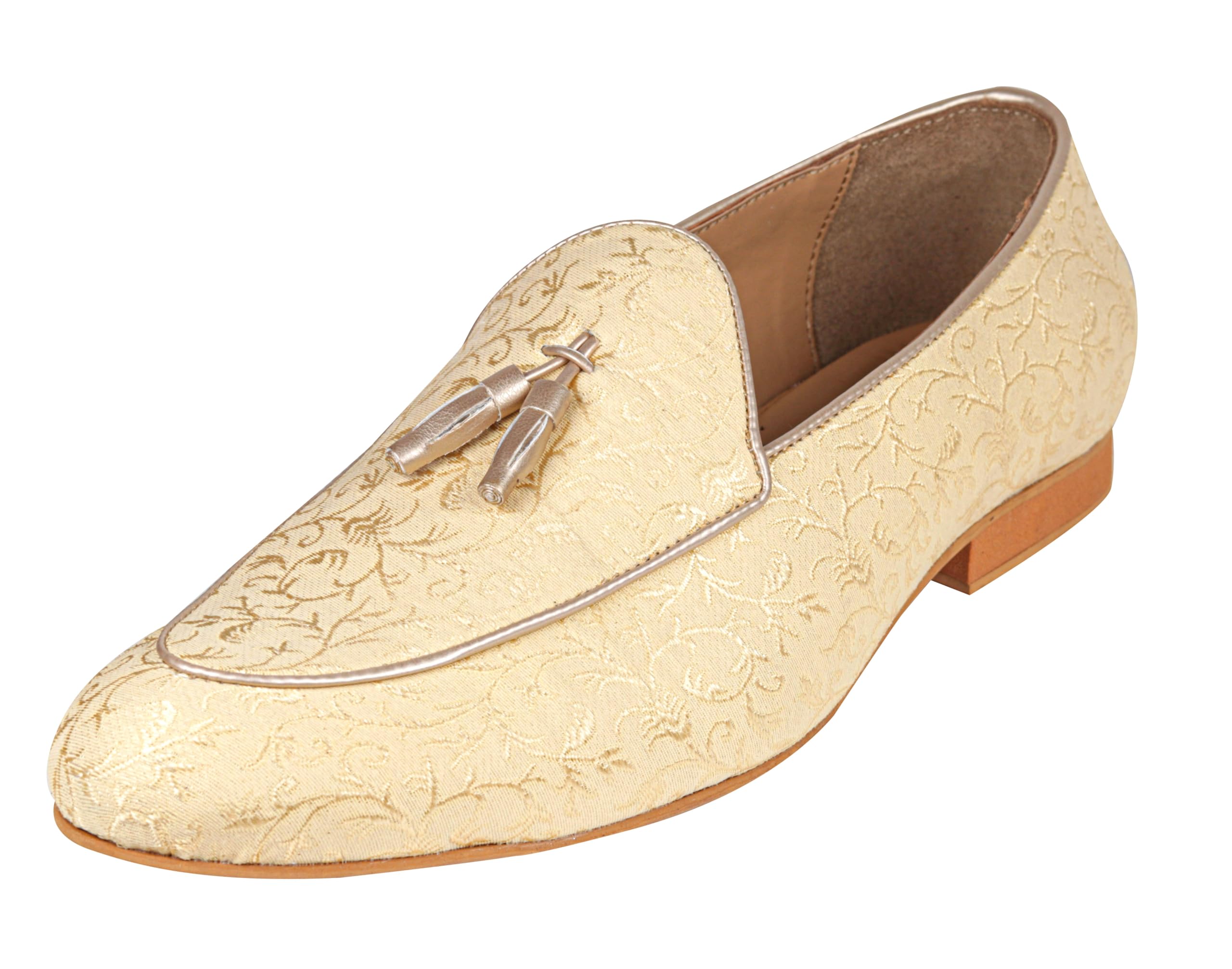 Tanny Shoes Mens Fabric Material Juttis & Mojaris with Tassels, Golden (7) (B0D2LKLFQ4) Amazon Price History, Amazon Price Tracker