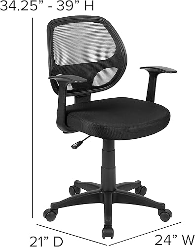Miniatura 3 de Flash Furniture Mallard - Silla de oficina giratoria de malla con respaldo medio con asiento acolchado y brazos en T, silla de escritorio acolchada