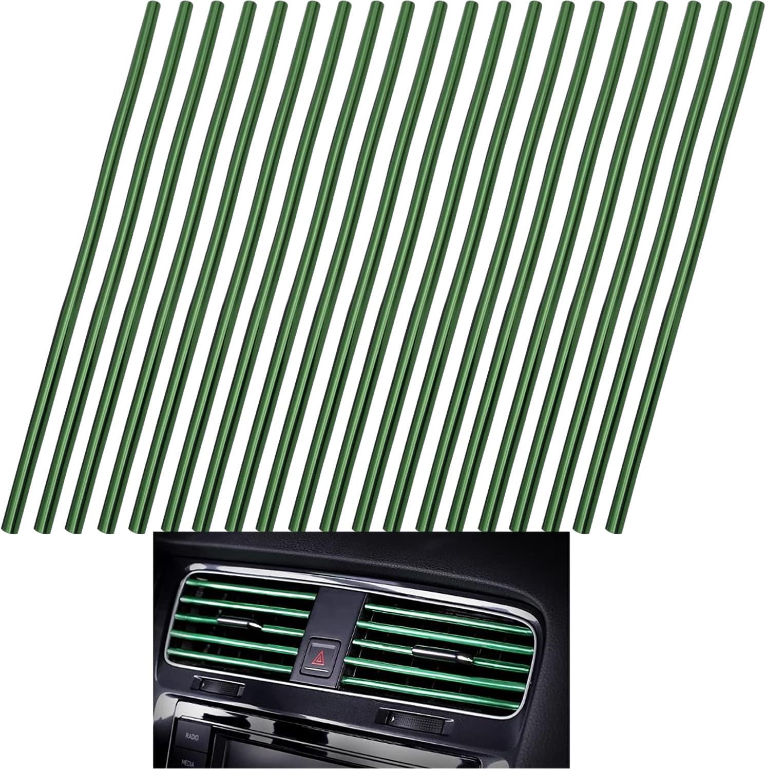 CTRICALVER Lüftungsgitter Dekoration - 20-teiliges Set In Galvanik Grün Für Auto-Innenraum