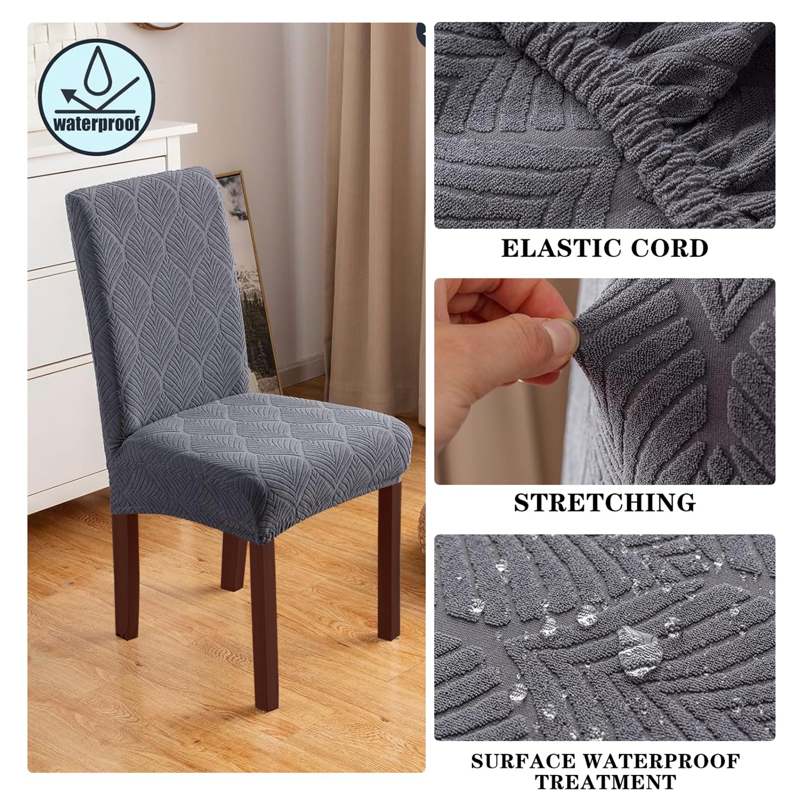 OKYUK Waterproof Chair Covers for Dining Room 4/6 Pack - Image 4