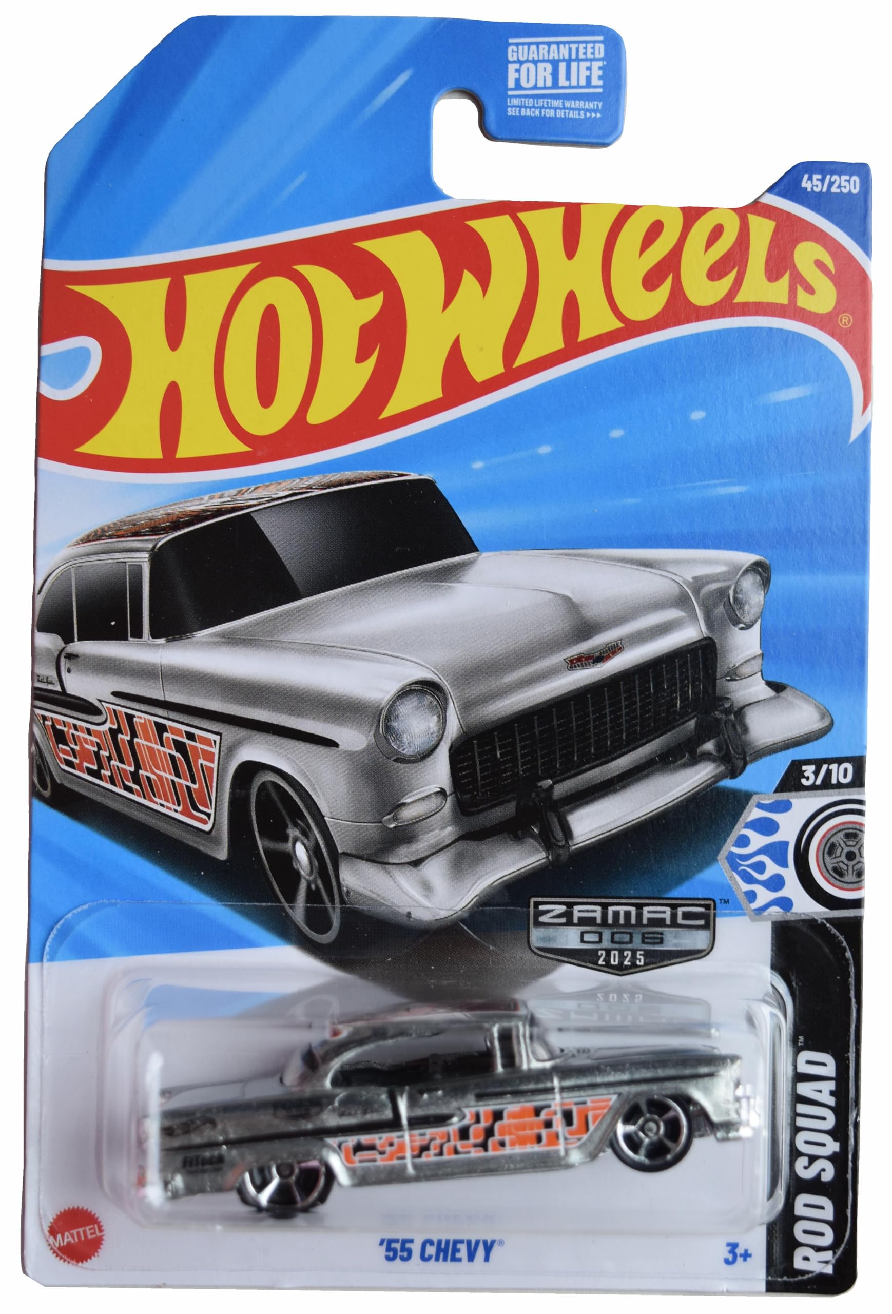 Amazon.com: Hot Wheels Zamac '55 Chevy, Rod Squad 3/10 [Silver] 45