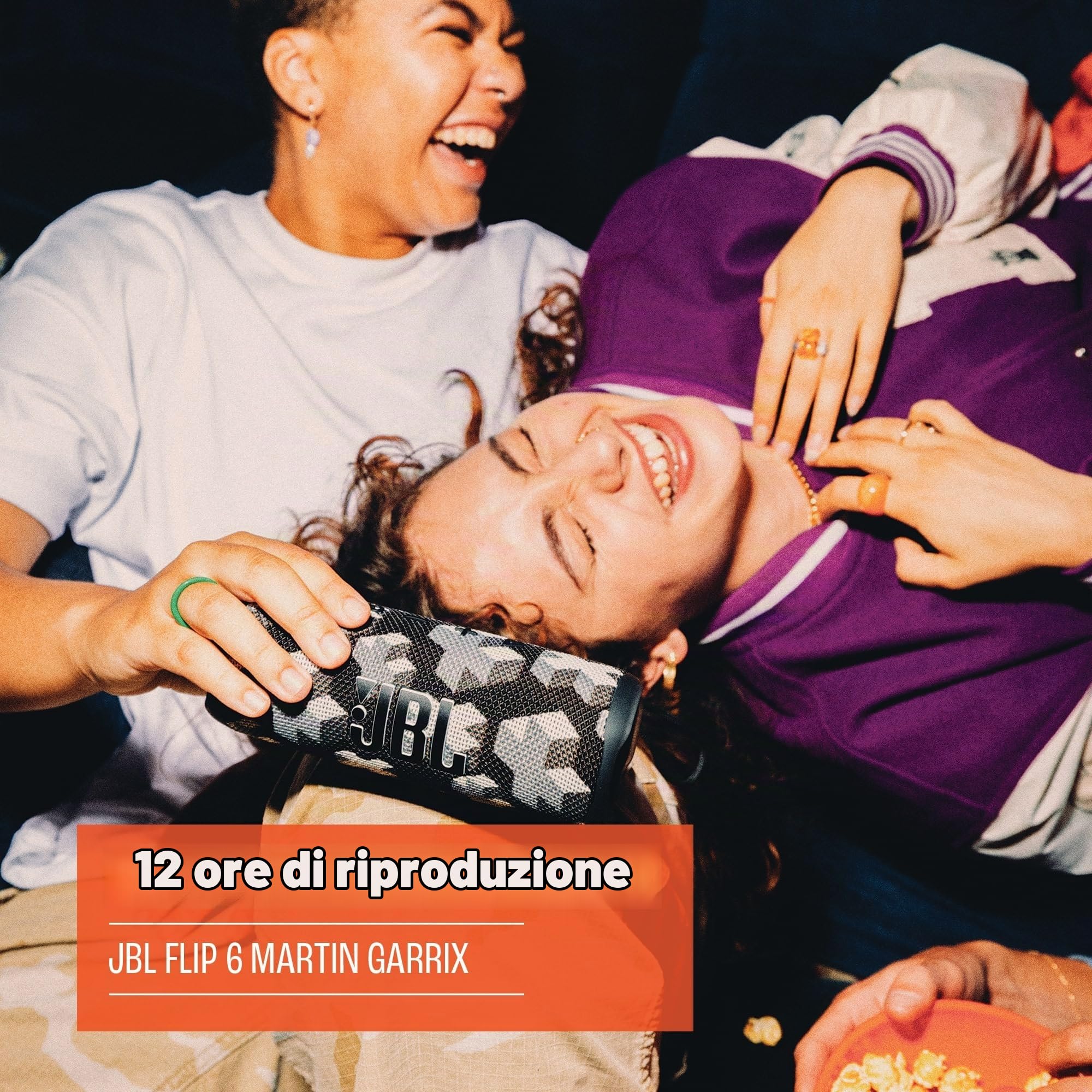 JBL x Martin Garrix Flip 6 Speaker Bluetooth Portatile, Cassa Altoparlante Impermeabile e Antipolvere IPX67, Compatibile con JBL PartyBoost, Fino a 12h di Autonomia, Grigio
