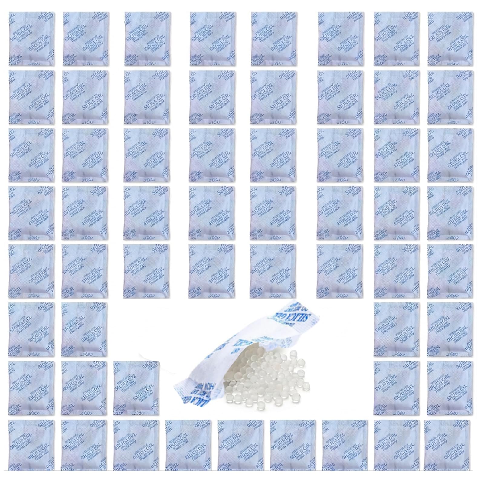 Gel de sílice desecante de 100 × 1 g – Fuerte absorción de humedad, bolsa de gel de sílice contra la humedad para ropa, zapatos, cajones, armario