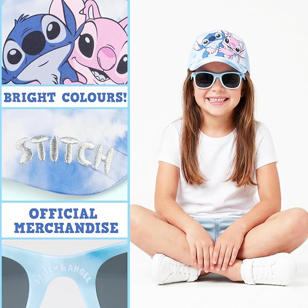 Get Trend Disney Stitch | Care Bears | Kuromi | Cinnamoroll Cappello con Visiera e Occhiali da Sole Bambino Protezione UV400 - 4