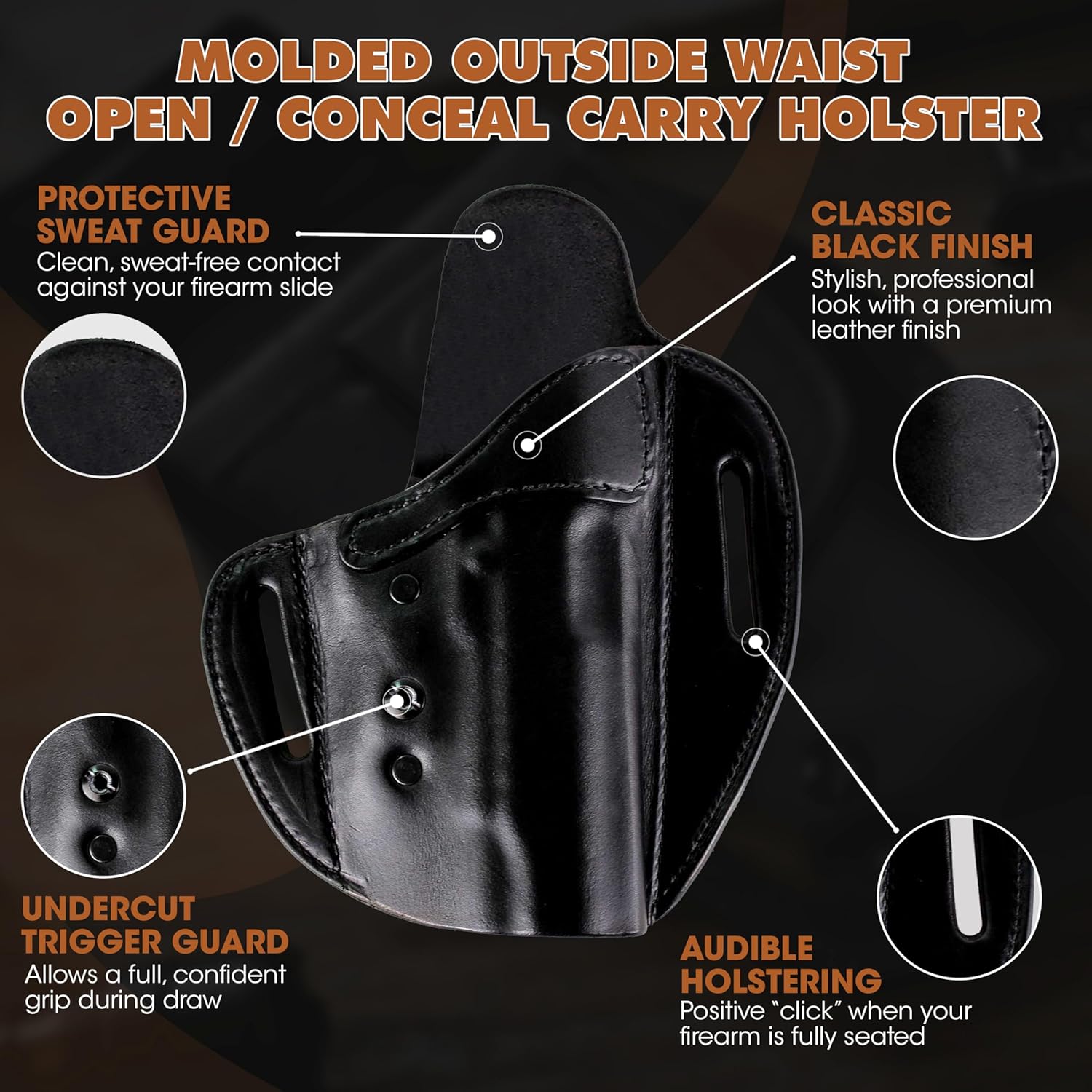 Urban Carry LockLeather OWB Holster - Secure & Comfortable Leather/Polymer Hybrid Design for Optimal Comfort | Left & Right Hand Options | Compatible with a Wide Range of Firearms