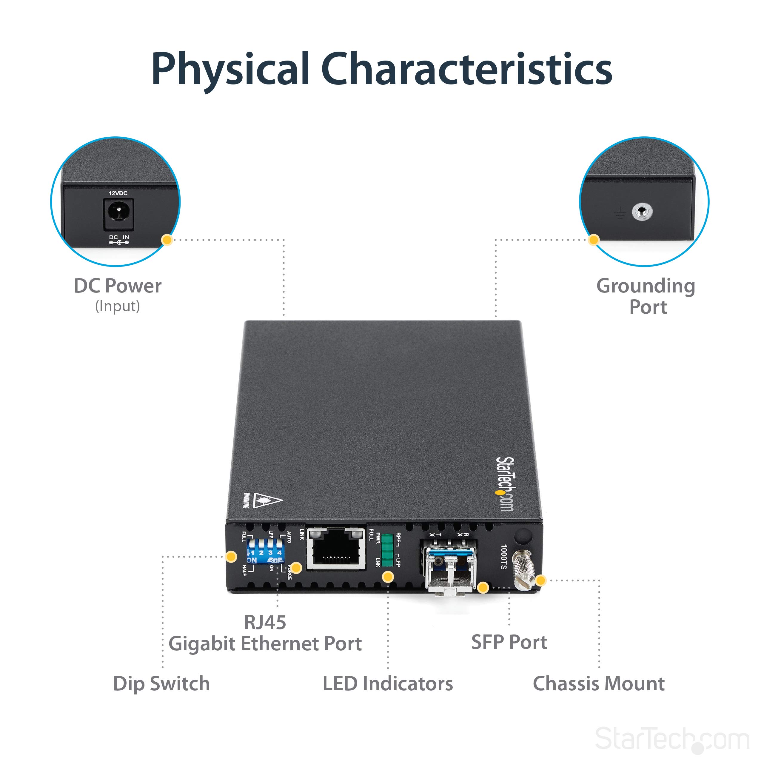 StarTech Convertitore Media in Fibra Monomodale SM LC Gigabit Ethernet 20km | Ideale per Connessioni a Lunga Distanza, Estende la Rete su Fibra Ottica
