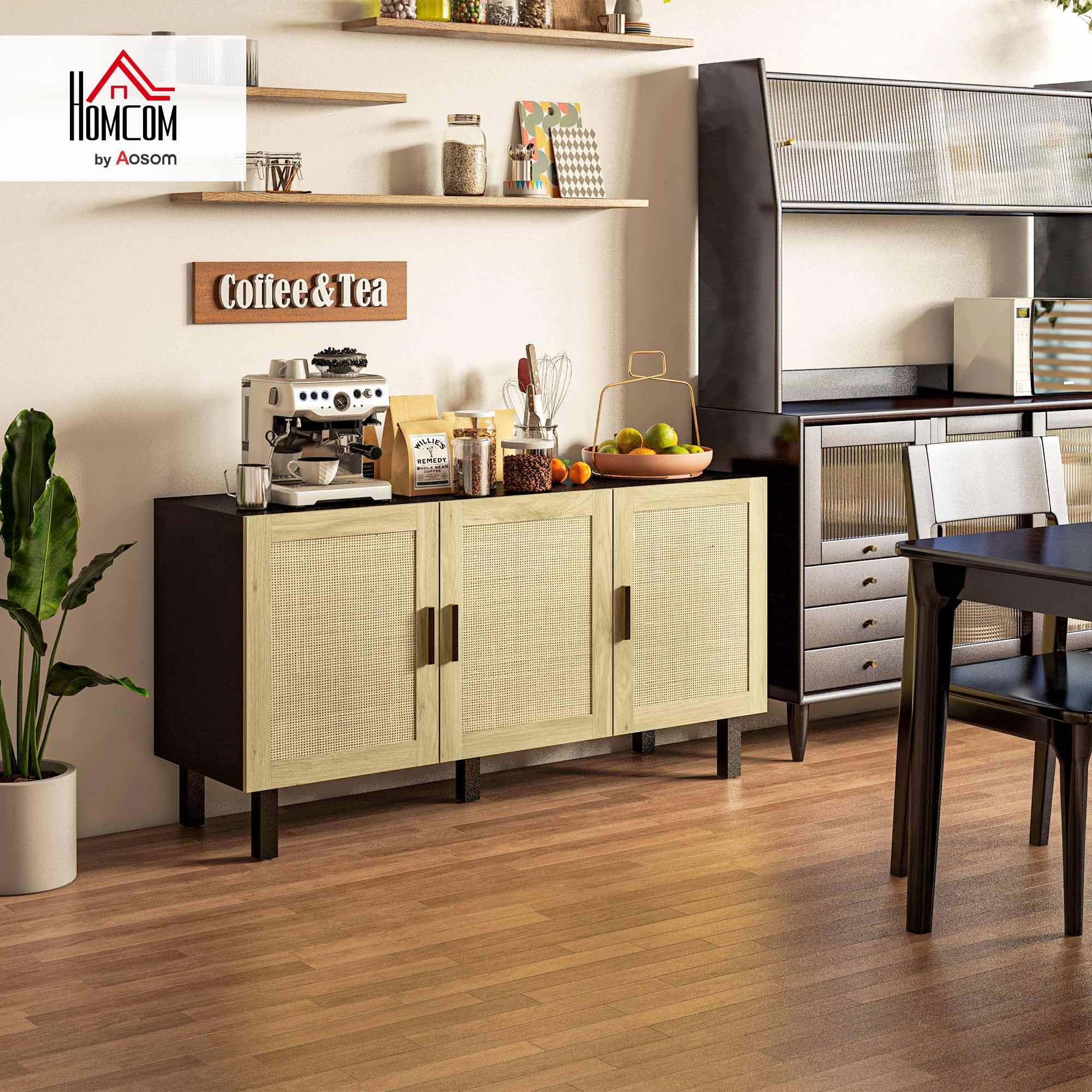 Rangement Petit Buffet 2 Portes étagère Style Naturel Rotin Effet Bois Naturel Taupe