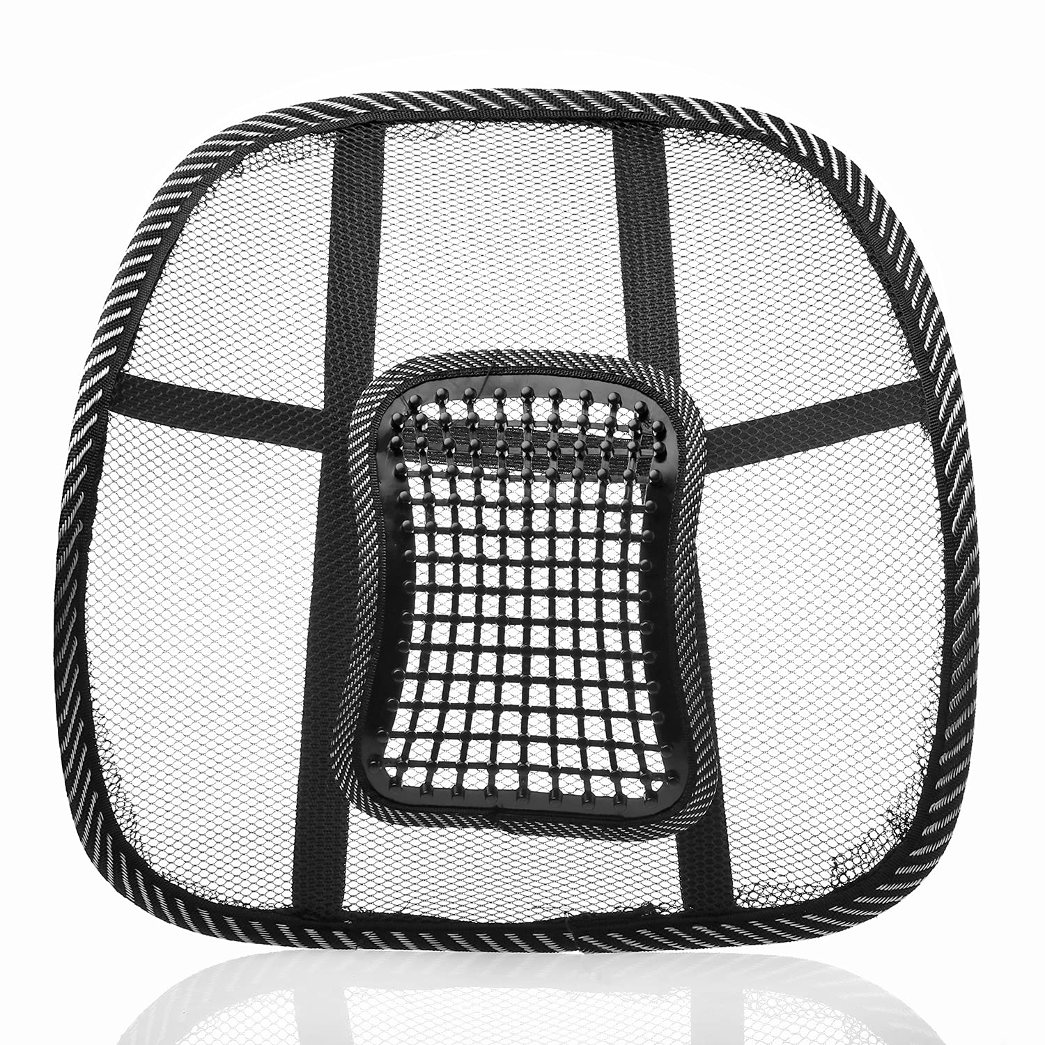 JM SELLER Universal Back Lumbar Support elastic, wire frame and nylon nets Chairs with Seat to Relieve Pain (Black)