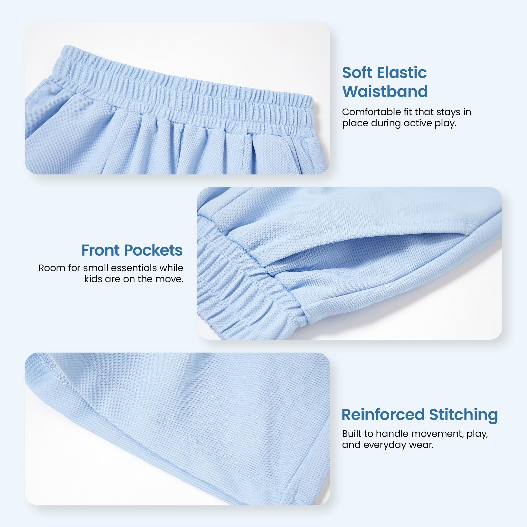i-baby Confezione da 3 pantaloncini per neonati, in maglia, con 87% nylon e 13% elastan, comodi vestiti per bambini