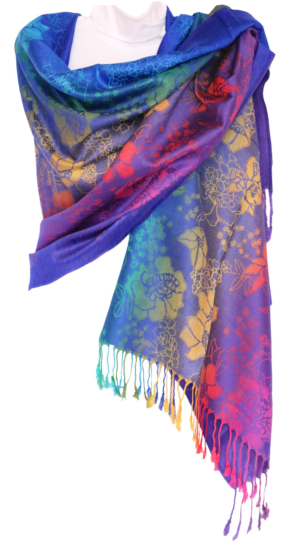 KMystic Colorful Rave Paisley and Flower Pashmina Scarf Shawl Wrap