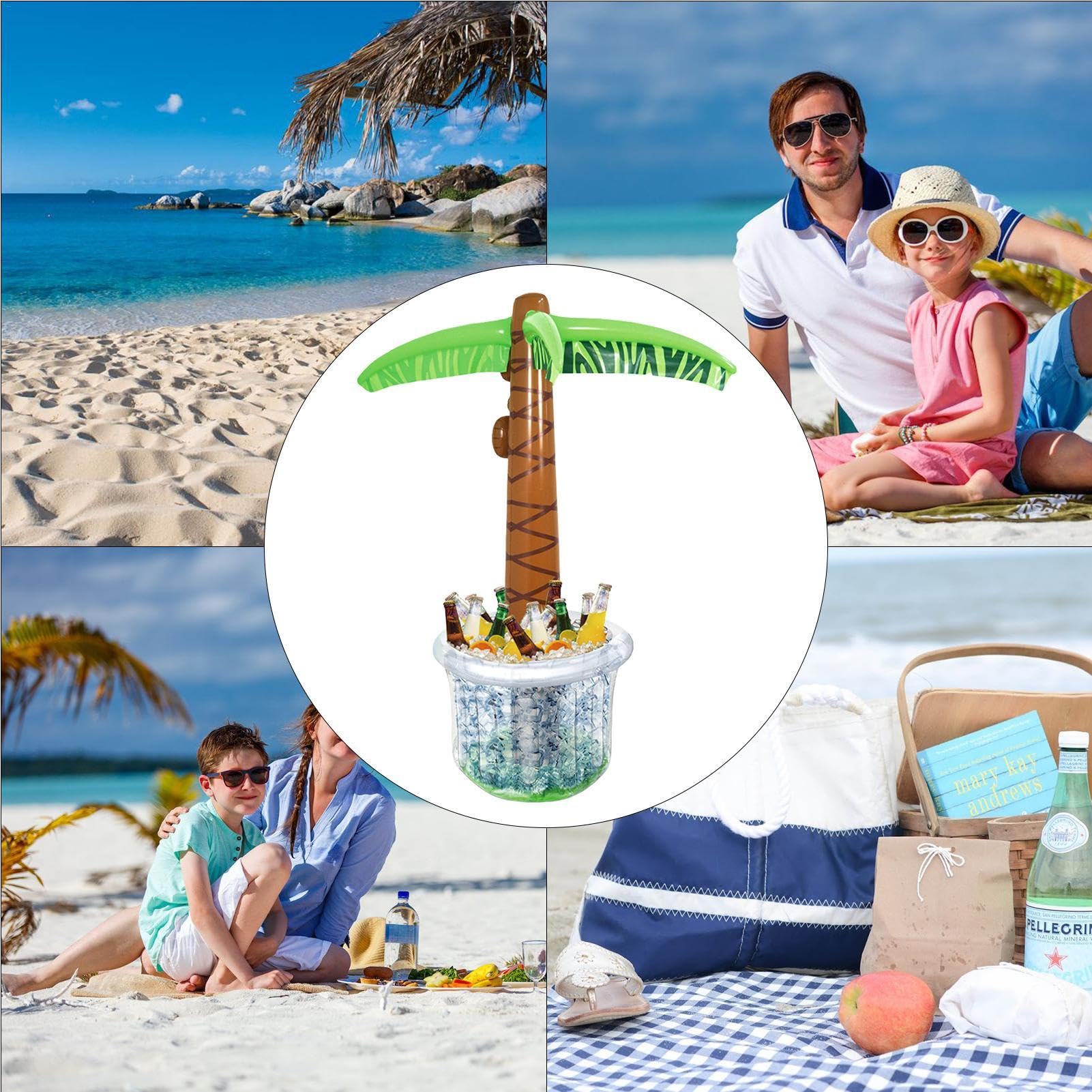 Seau à Glace Gonflable Palmier - 68 Cm - PVC - Pour Fêtes Et Plage