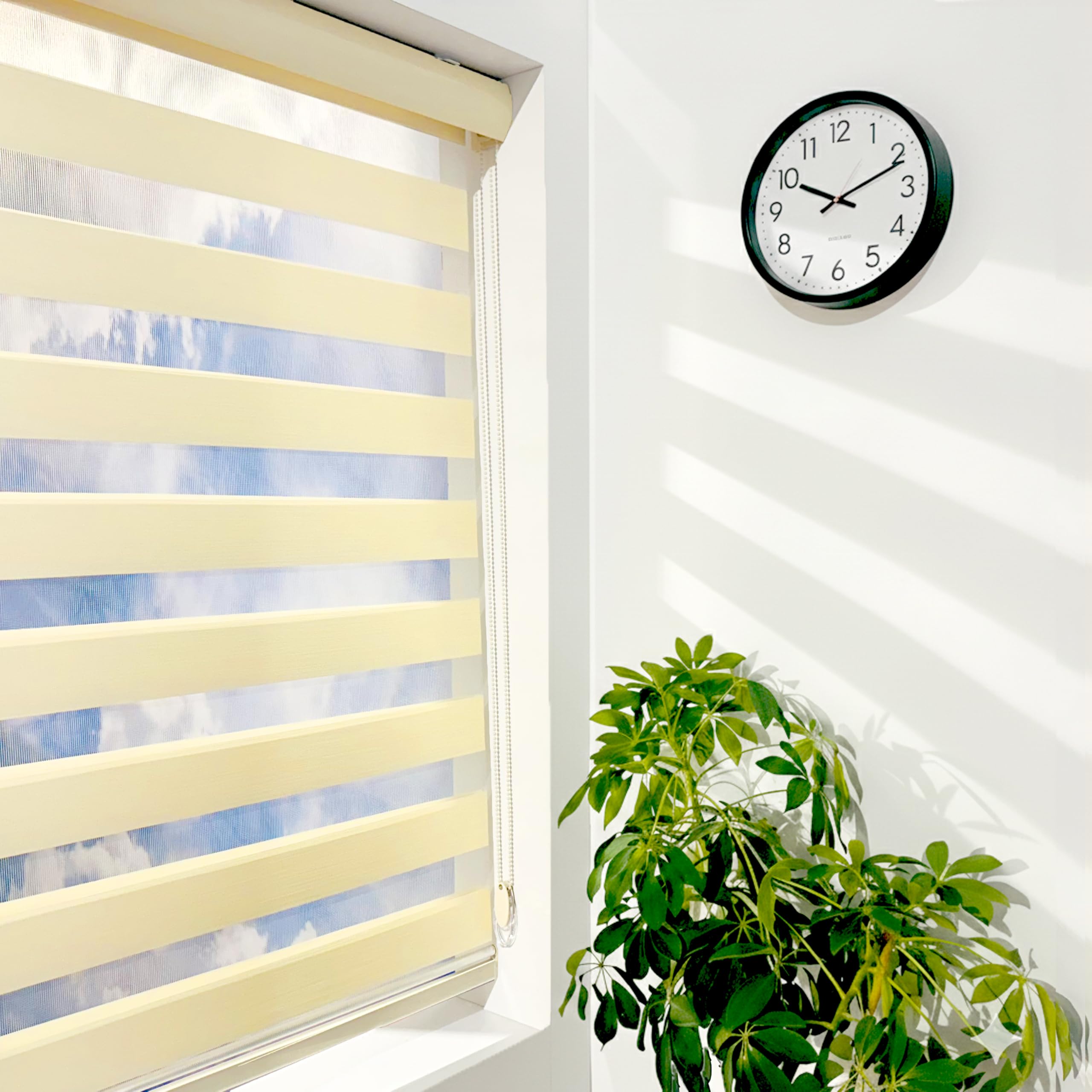 ShadesU Zebra Blinds for Indoor Window Roller, Zebra Shades for Windows Privacy Light Filtering Shades (Maxium Height 72inch) (Cream Color)(Width 95