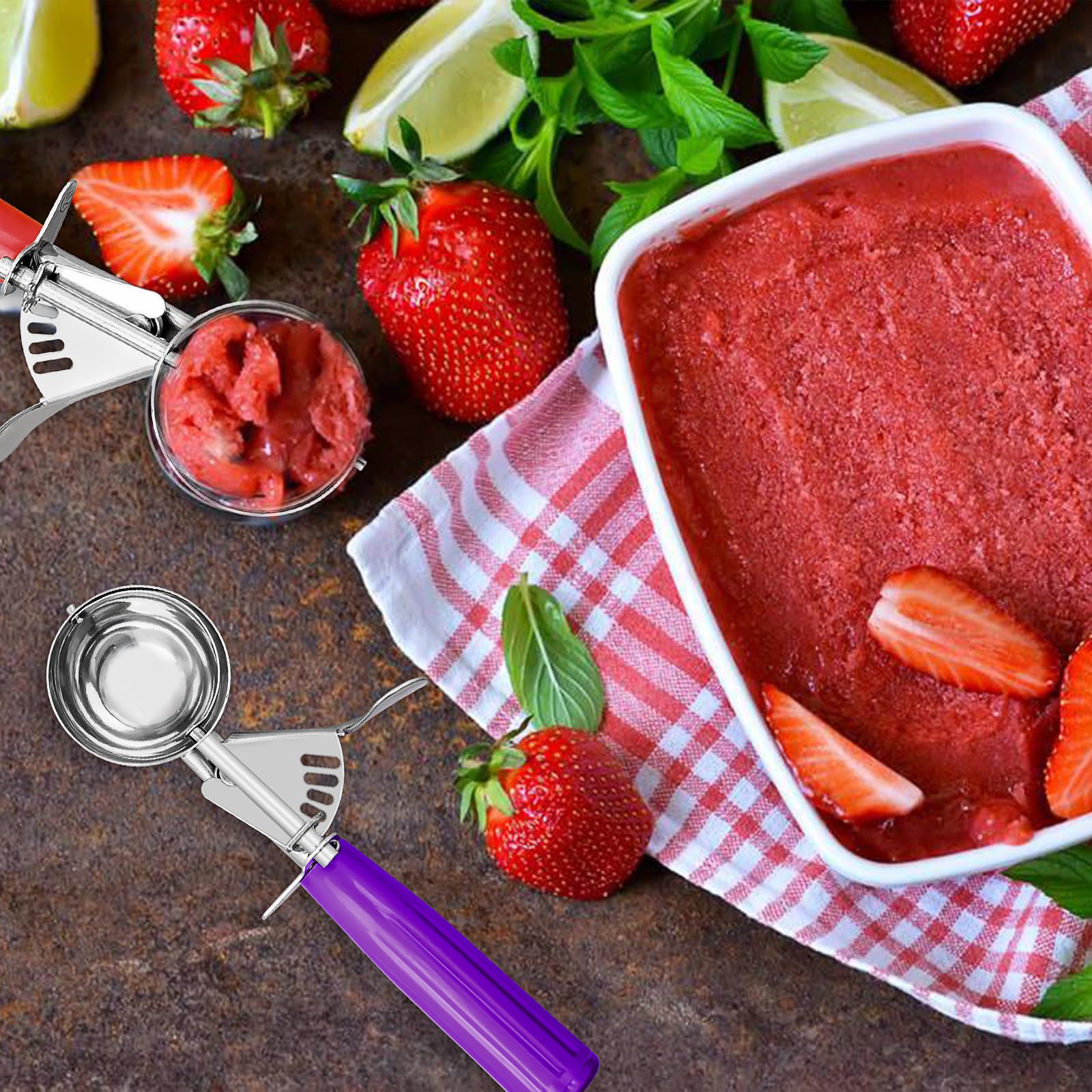 6 palette per gelato con rilascio a grilletto, set di palette per frutta di