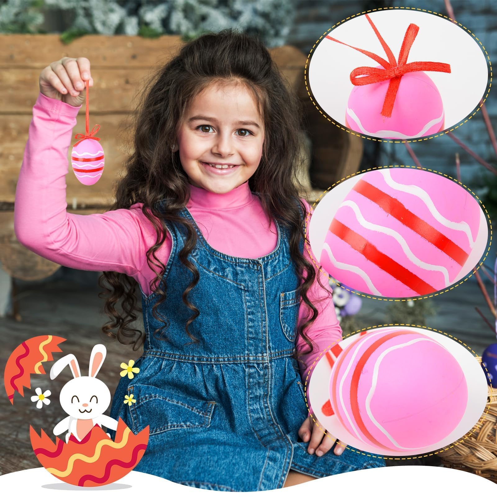 com-four® 24x Ciondoli Decorativi per Pasqua - Uova in Plastica da Appendere - Decorazioni per Albero Pasquale - Vivaci e Floreali (24 Pezzi - Colorati con Fiori