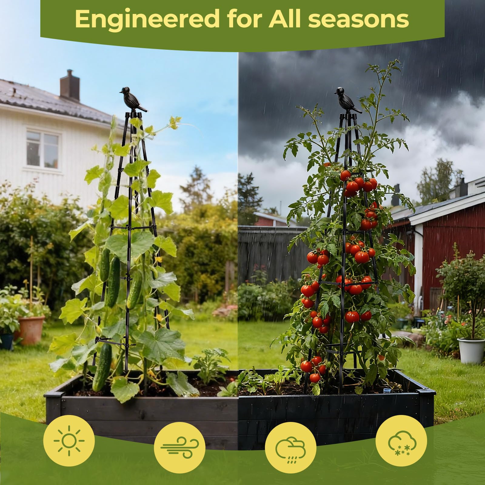 2 Pack Garden Trellis for Climbing Plants Outdoors,65Inch Cucumber Trellis Garden Obelisk Trellis Rustproof Plants Support with Adjustable Heights for Indoor Potted Plants, Vines, Vegetables