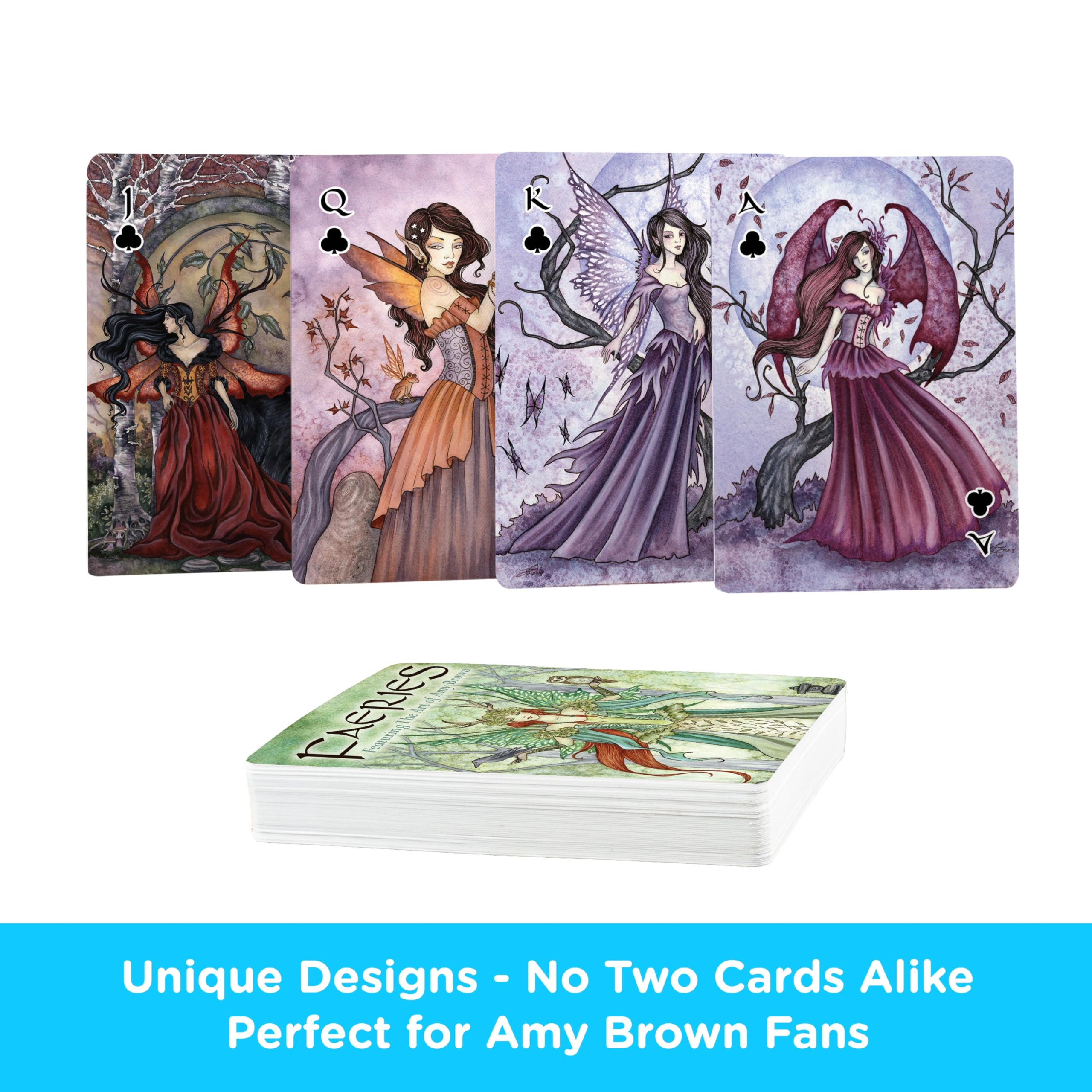 AQUARIUS Amy Brown Faeries - Mazzo di carte a tema fatine per il tuo gioco di carte preferito, con licenza ufficiale Amy Brown Faeries Merchandise e oggetti da collezione