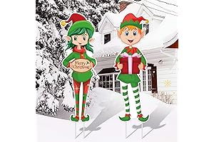 2pcs Hanging Elf Yard Signs Outdoor Decorations
