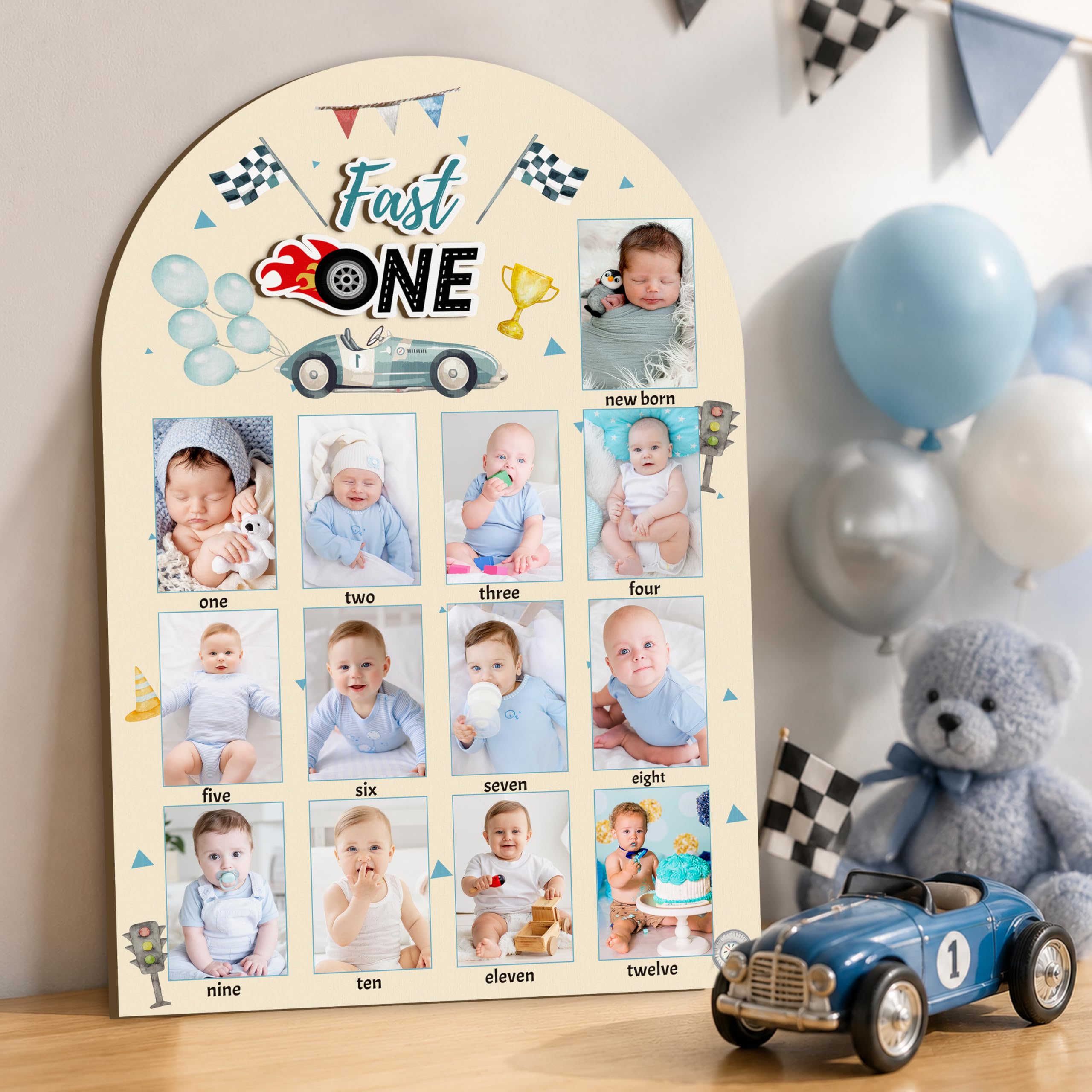 Cadre photo bébé voiture de course idéal pour décorer la chambre de votre garçon