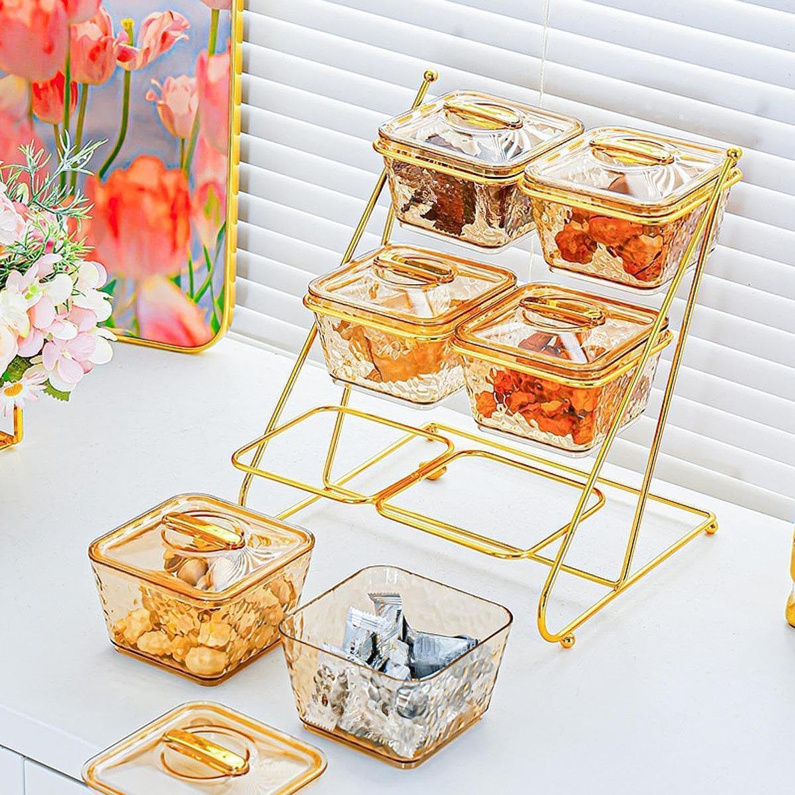 Ailan Platos portátiles para dulces y frutos secos, caja de almacenamiento de alimentos con 6 compartimentos, bandeja para servir para entretener a los