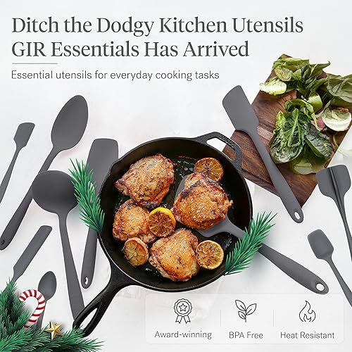 Miniatura 2 de GIR Get It Right - Juego de utensilios de cocina esenciales de silicona de 10 piezas, cucharón, espátula, abatible, cuchara y cuchara, utensilios de