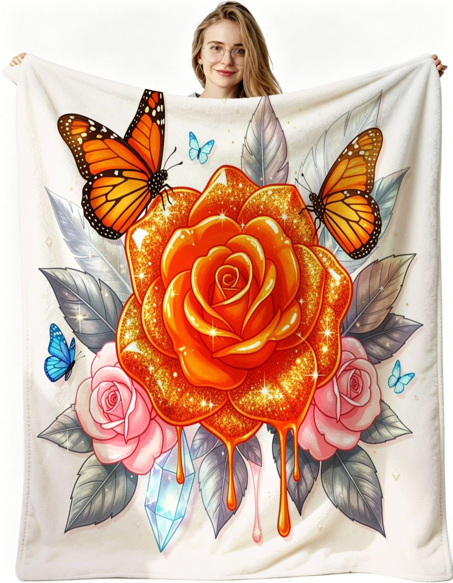 Manta Entretiempo Grande, Flor Naranja, 220x240 cm, AQ8723