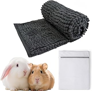 zeostmont Guinea Pig Mat 60 x 40 cm with Fur Brush - Washable Cage Insert & Absorbent Cage Mat for Rabbits, Small Animal Blanket, PIPI Pads Accessories (Dark Grey) product image