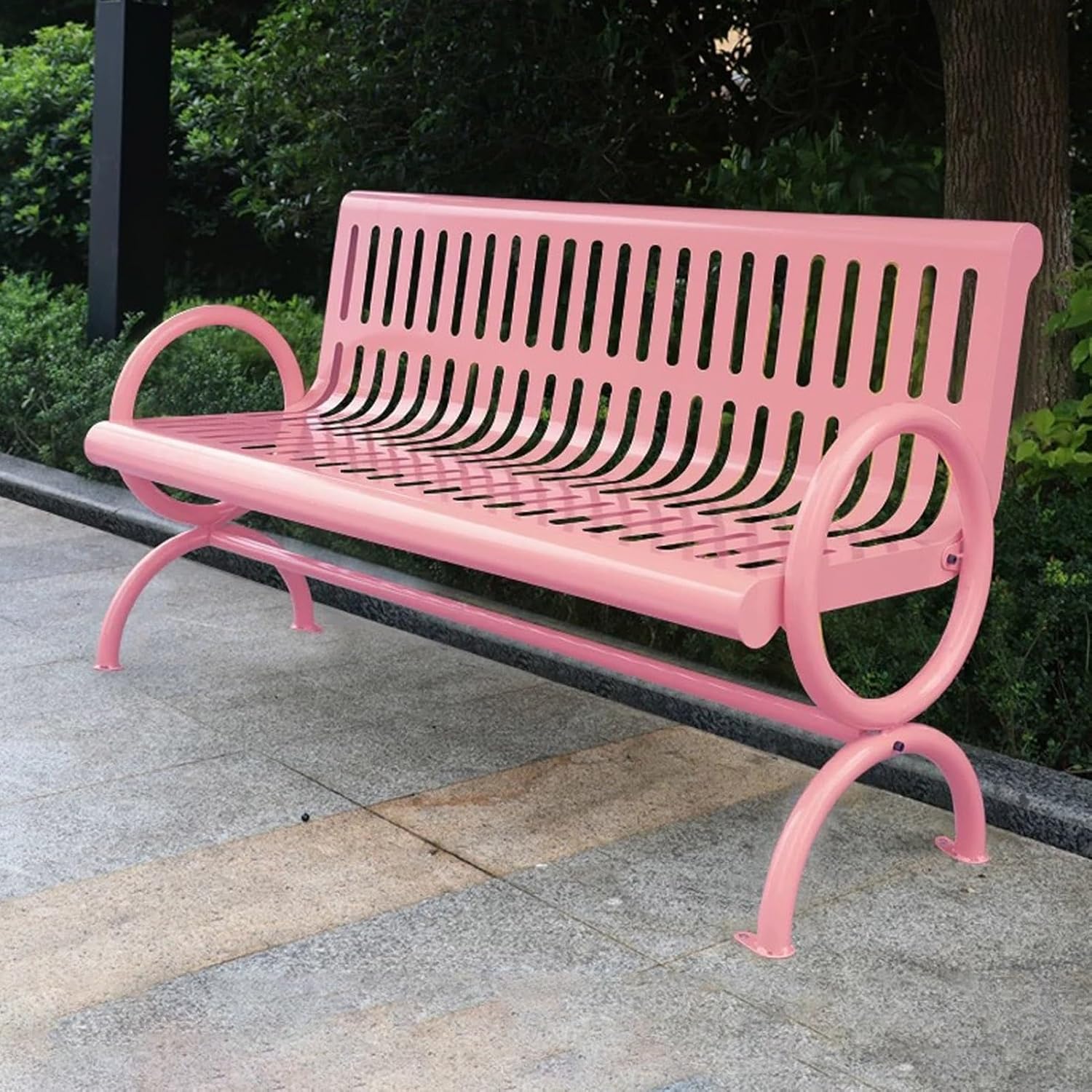 Metal Bench, Garden Bench, Patio Garden Bench, Bench Chair with Sturdy Backrest Armrests, Weatherproof Garden Bench, for Outdoor Path Yard Lawn Work Entryway Decor Deck(Blue,150cm/59in)