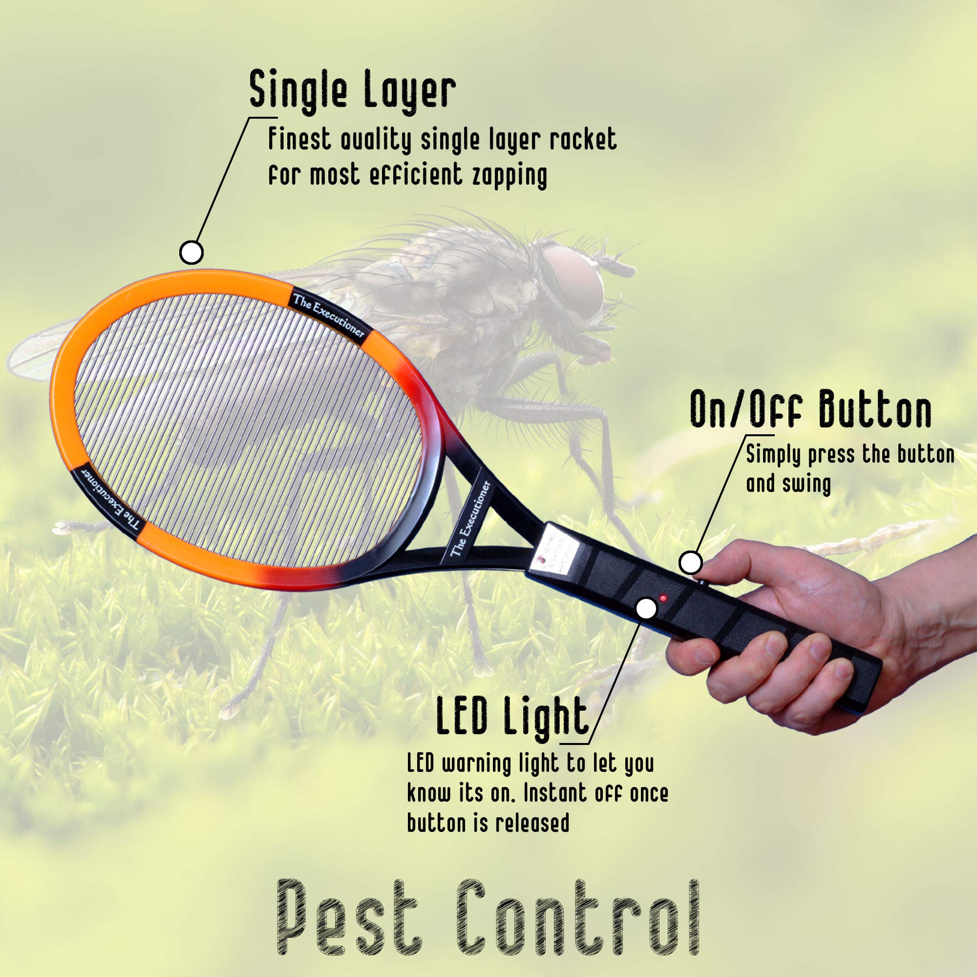 The Executioner Fly Killer Mosquito Swatter Racket Wasp Bug Zapper