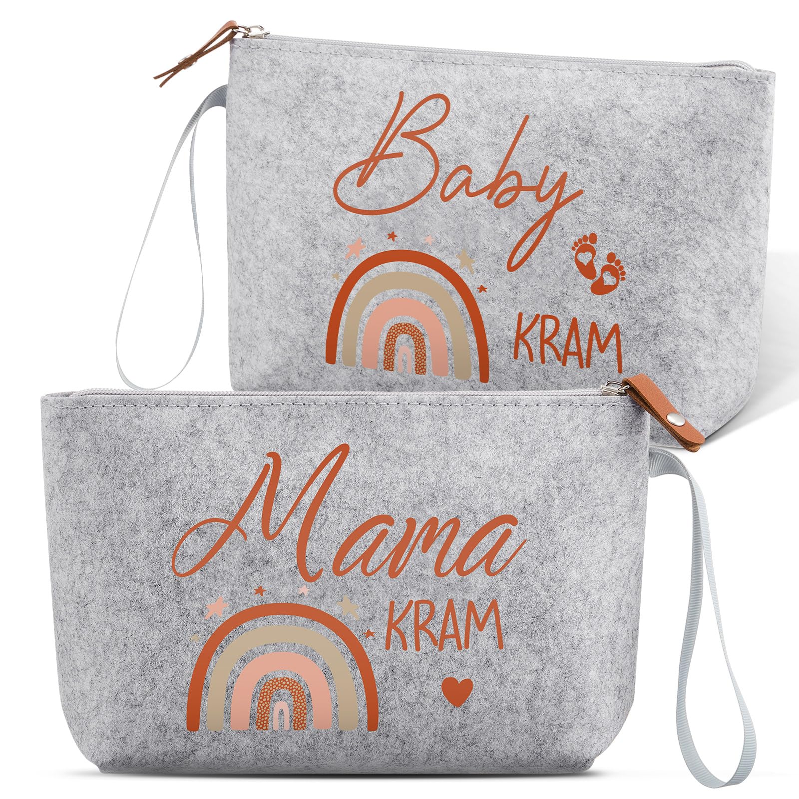 Xuniea 2 Stück Geschenke für Werdende Mütter Schwangere - Kosmetiktasche aus Filz mit Reißverschluss Filztasche für Mama Schwangerschaft Geschenk zur Geburt für Neue Mama Babyparty (Regenbogen)