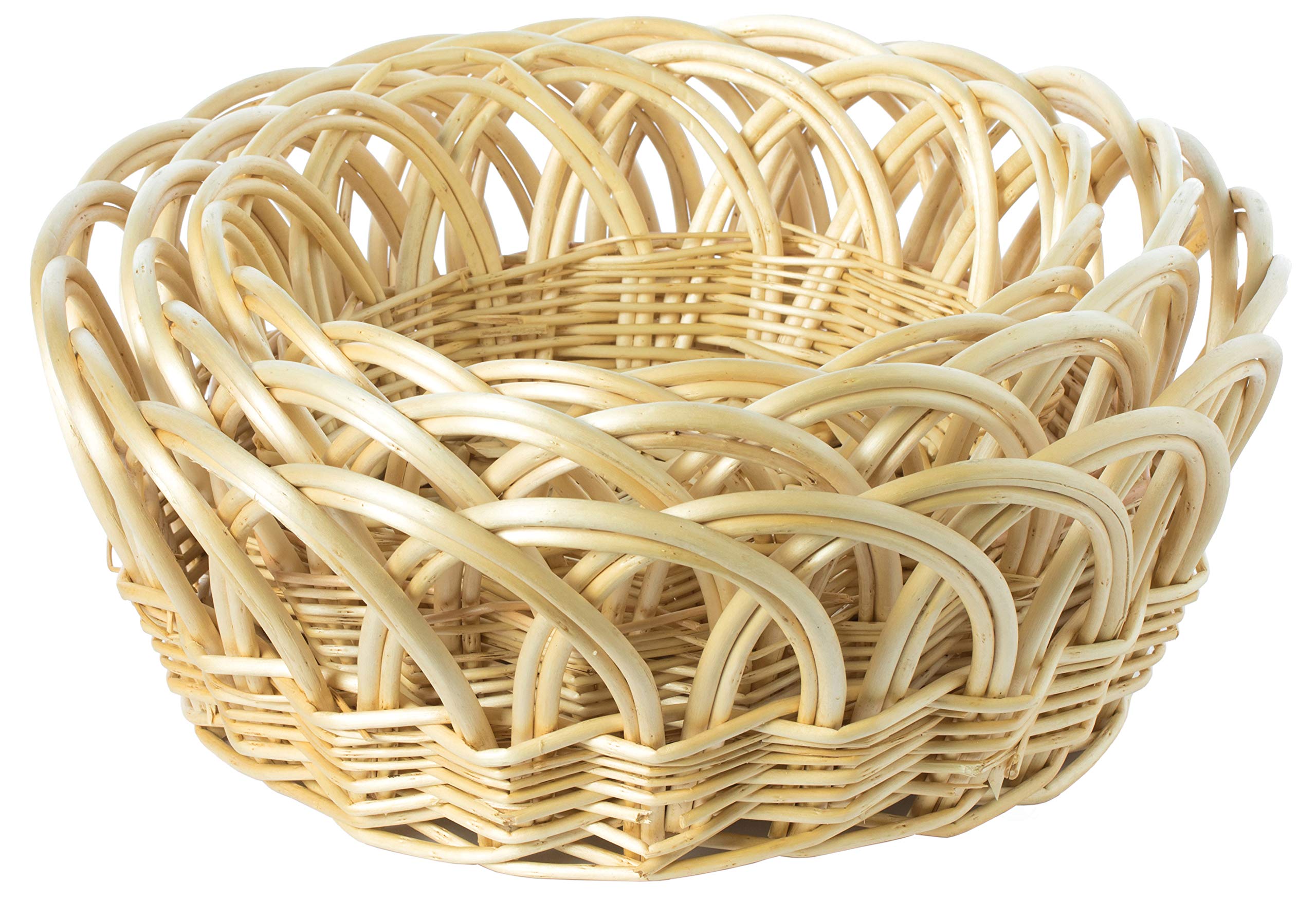 Vintiquewise QI003819.3 Decorative Round Fruit Bowl Bread Basket Serving Tray, Set of 3, Natural
