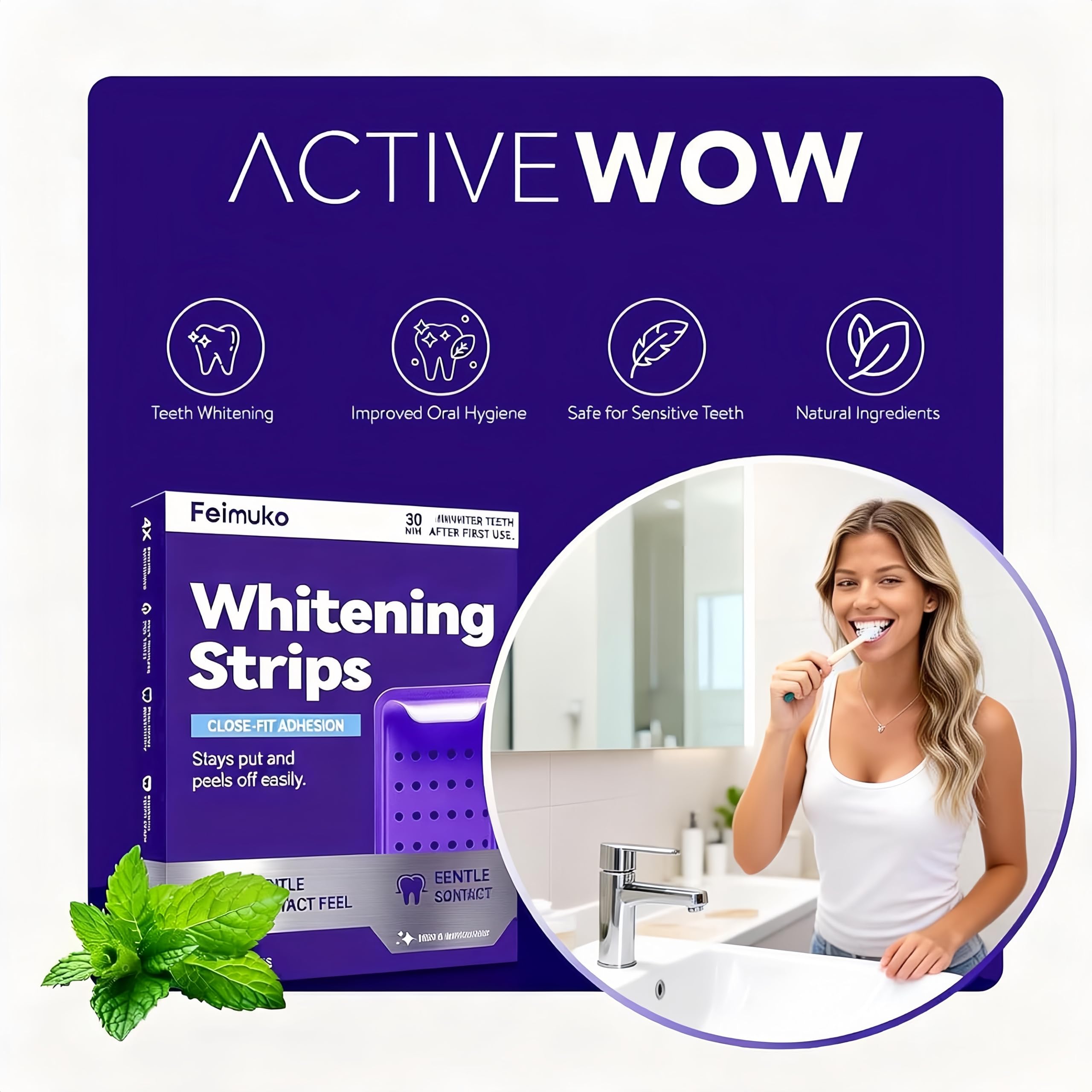 Purple Teeth Whitening Strips, Effectively Removes Surface Stains & Natural Shine28PCS（2 pieces） — view 7