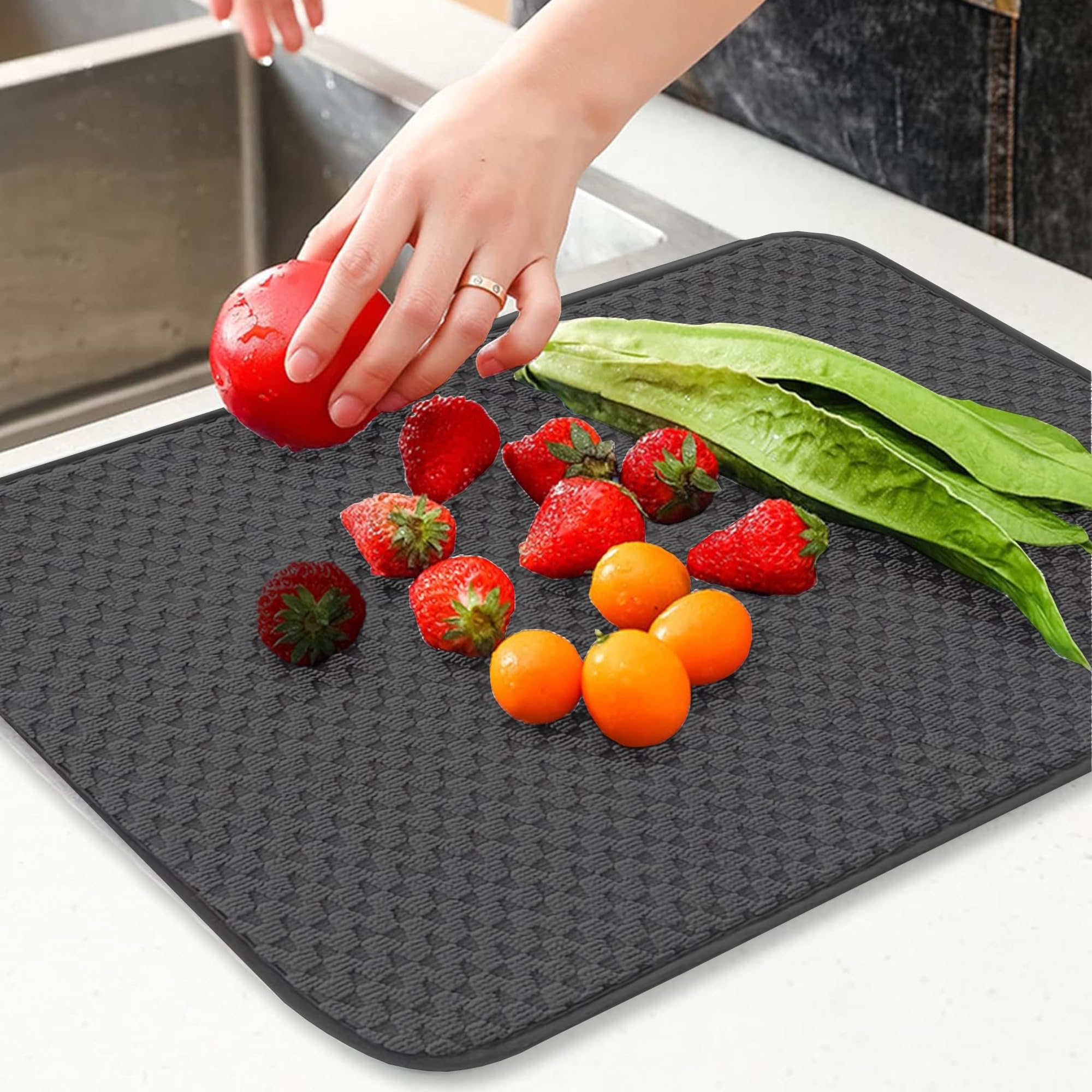 Tappetino Scolapiatti In Microfibra FULL BE DARE 50,8x38,1 Cm - Assorbente E Antiscivolo Per Cucina - 3