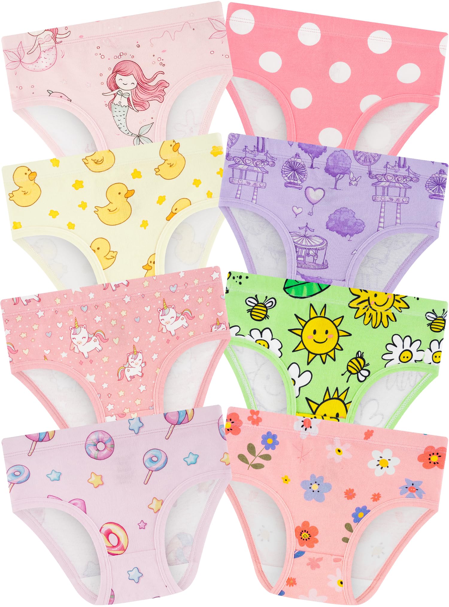 BliBliTaTa Mädchenunterwäsche,Weiche,Nahtlose Baumwoll-Unterhosen für Kleinkinder&Größere Kinder,Atmungsaktive Slips,8er-Pack