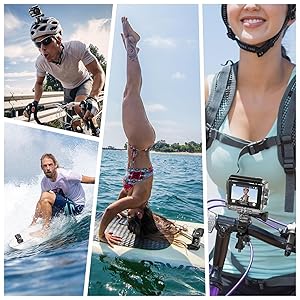 Action Camera 4K 60FPS with Touch Screen 20MP Waterproof Camera Underwater 131FT with EIS for Snorkeling Helmet Bike 170 Wide Angle Remote WiFi 5XZoom